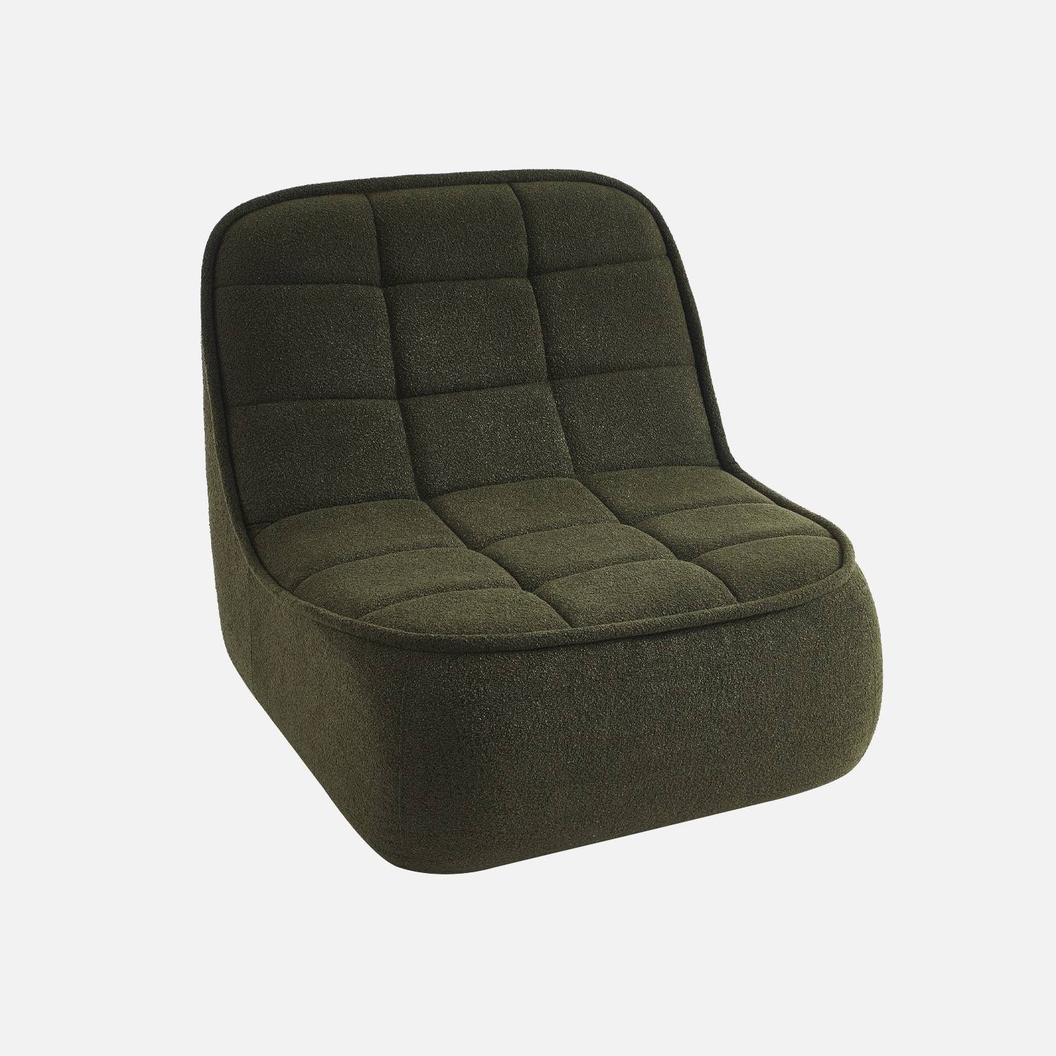 Chauffeuse bouclette texturée 1 place kaki