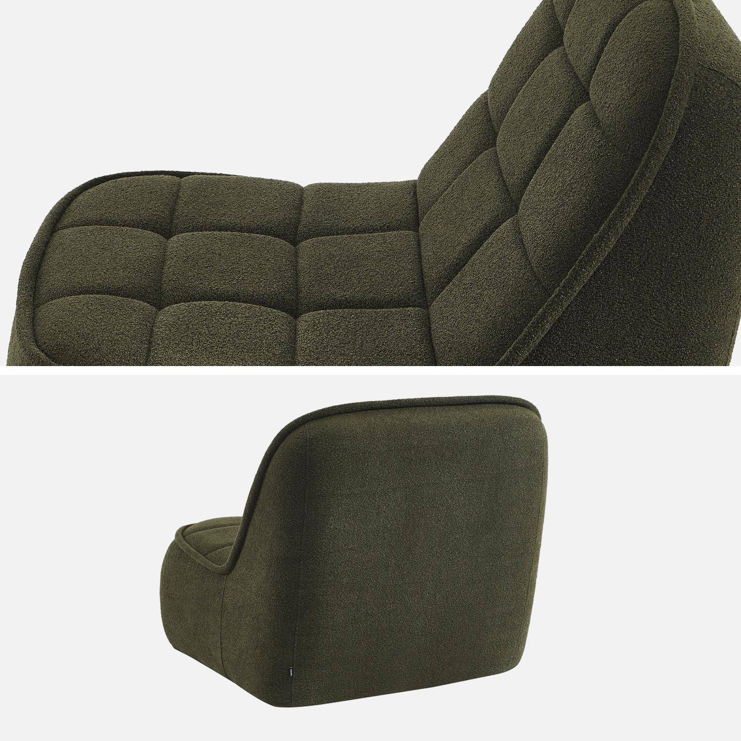 Chauffeuse bouclette texturée 1 place kaki L 93 x P 104 x H 85cm - Boni Photo3