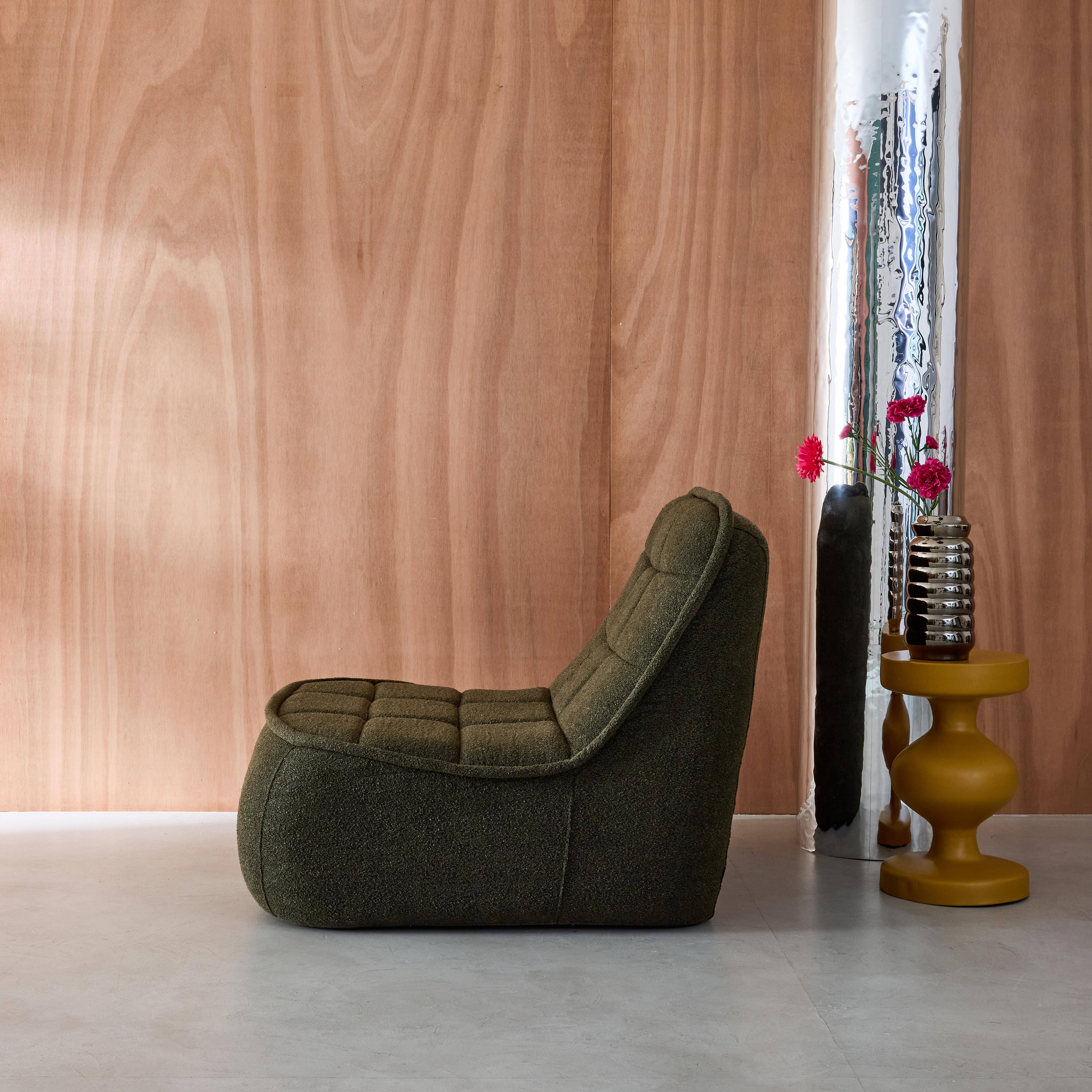 Sessel mit strukturiertem Bouclébezug, khaki B 93 x T 104 x H 85 cm - Boni,sweeek,Photo2