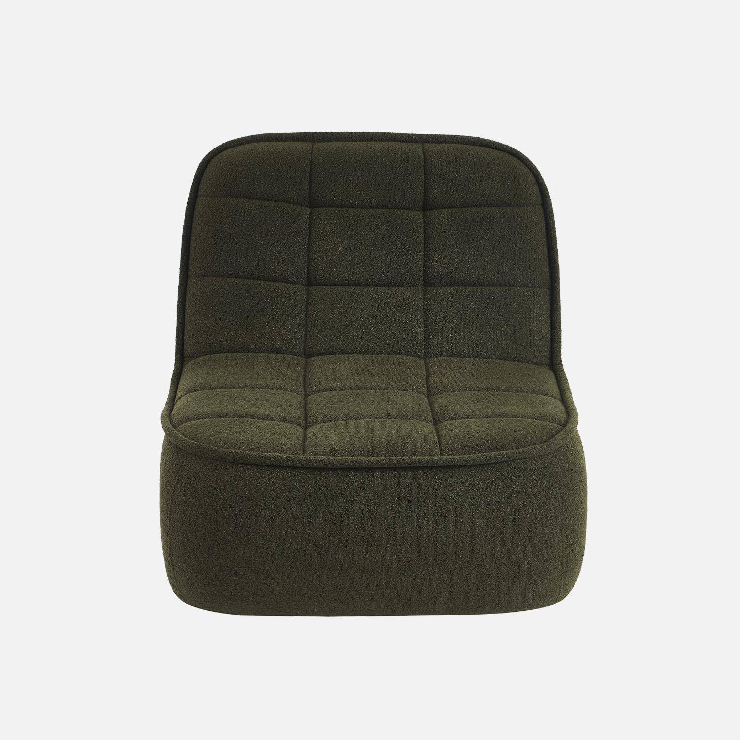 Chauffeuse bouclette texturée 1 place kaki L 93 x P 104 x H 85cm - Boni Photo2
