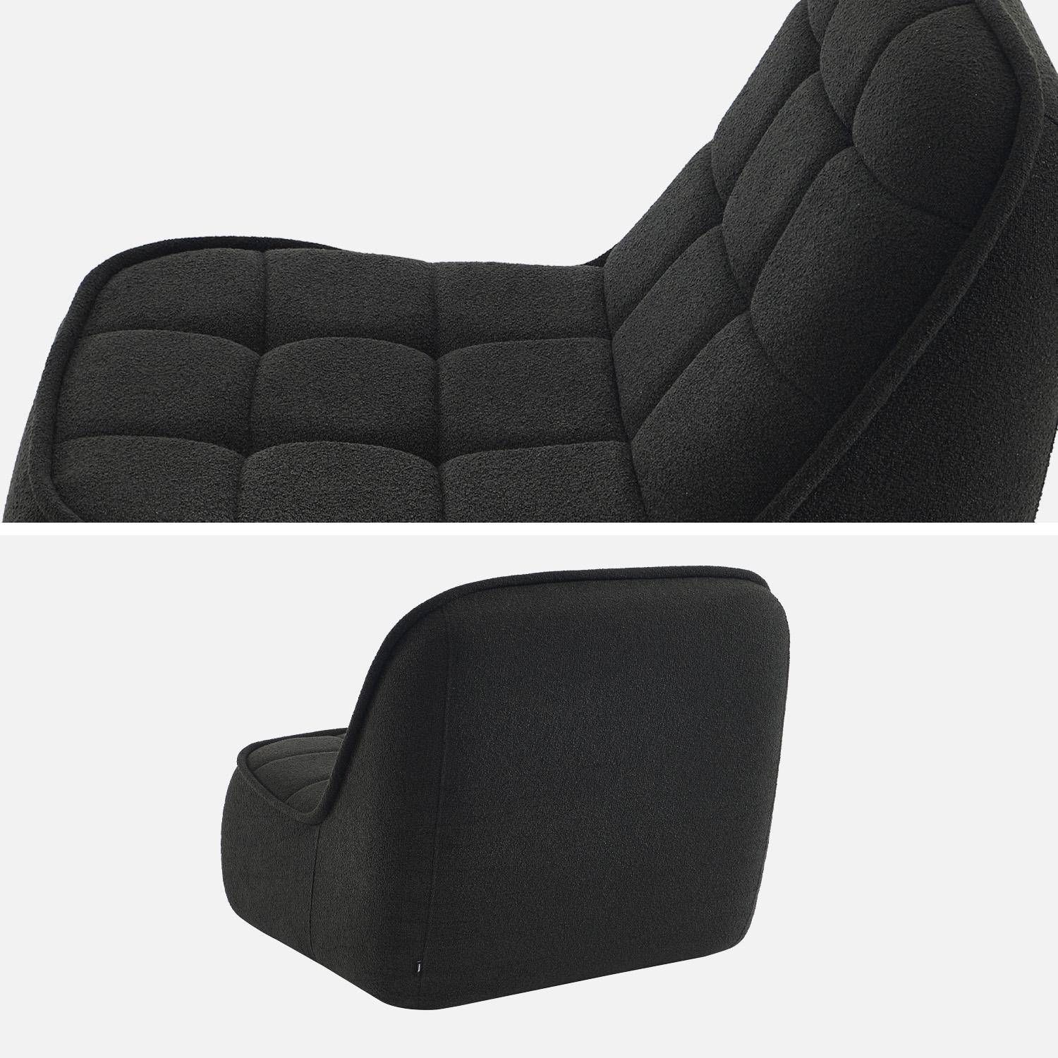 Chauffeuse bouclette texturée 1 place noir L 93 x P 104 x H 85cm - Boni Photo3