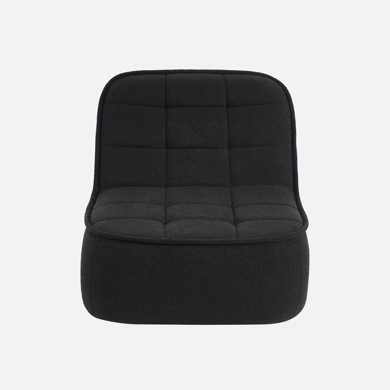 Chauffeuse bouclette texturée 1 place noir L 93 x P 104 x H 85cm - Boni Photo2