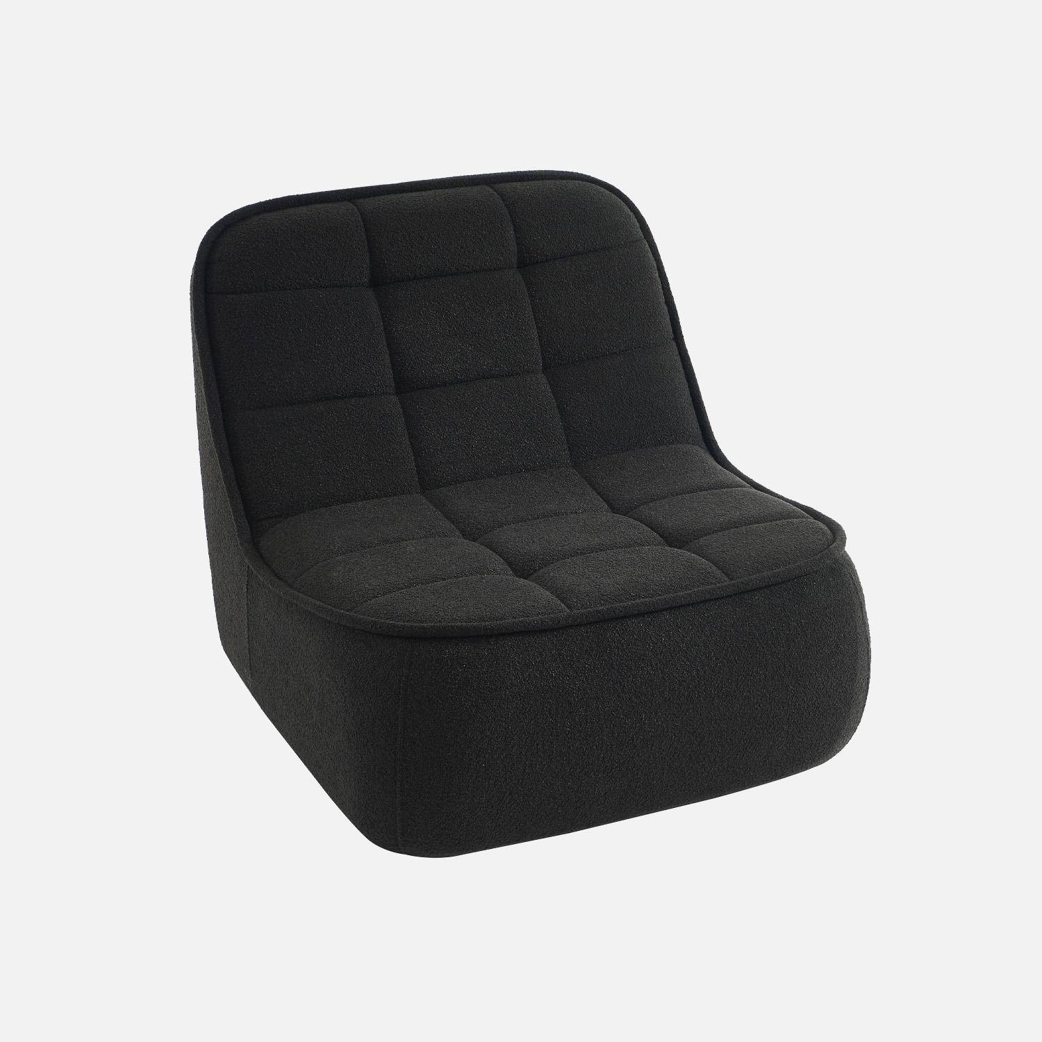 Chauffeuse bouclette texturée 1 place noir L 93 x P 104 x H 85cm - Boni,sweeek,Photo1