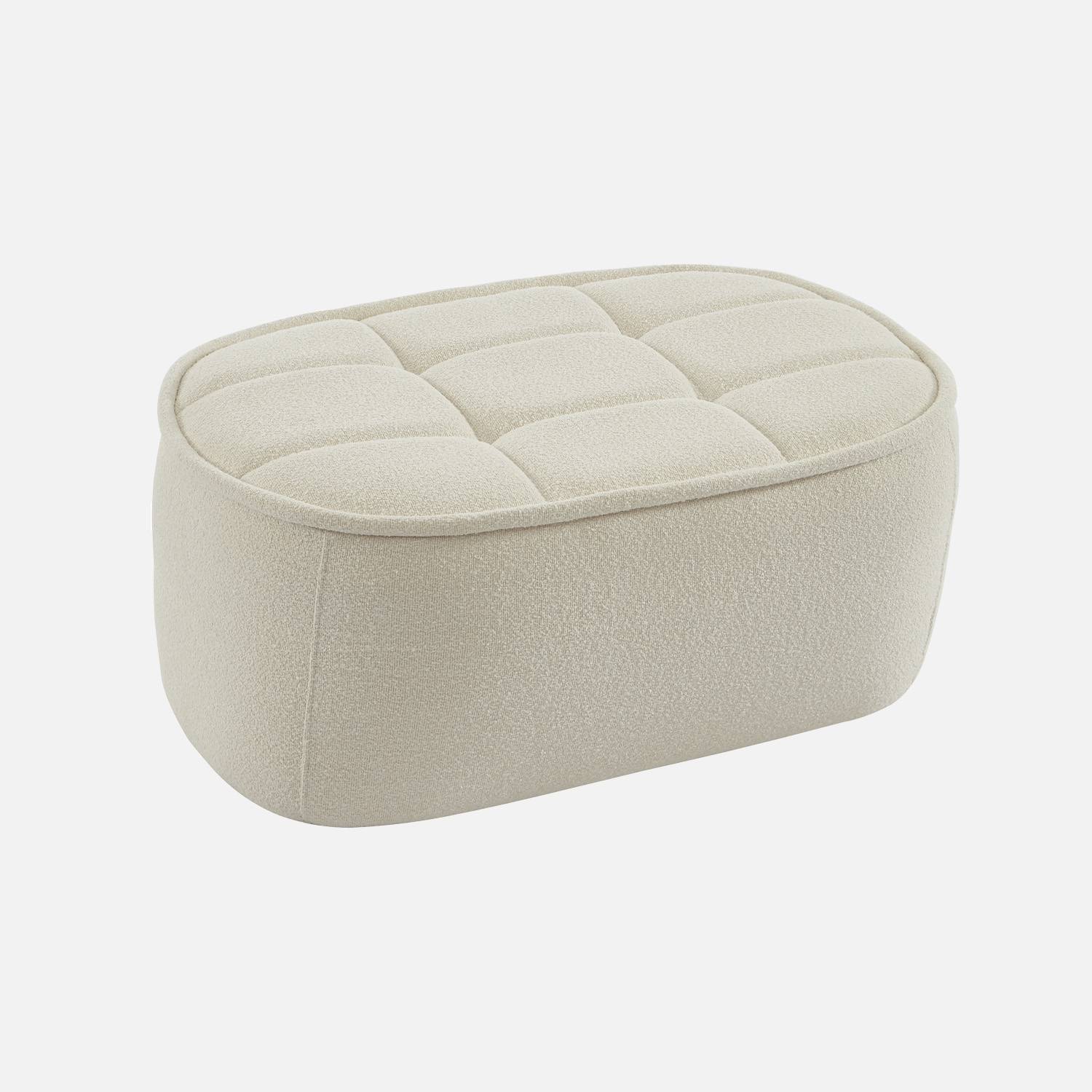 Pouf, apoio para pés para poltrona 1 lugar Boni bouclette texturada, Blanc cassé