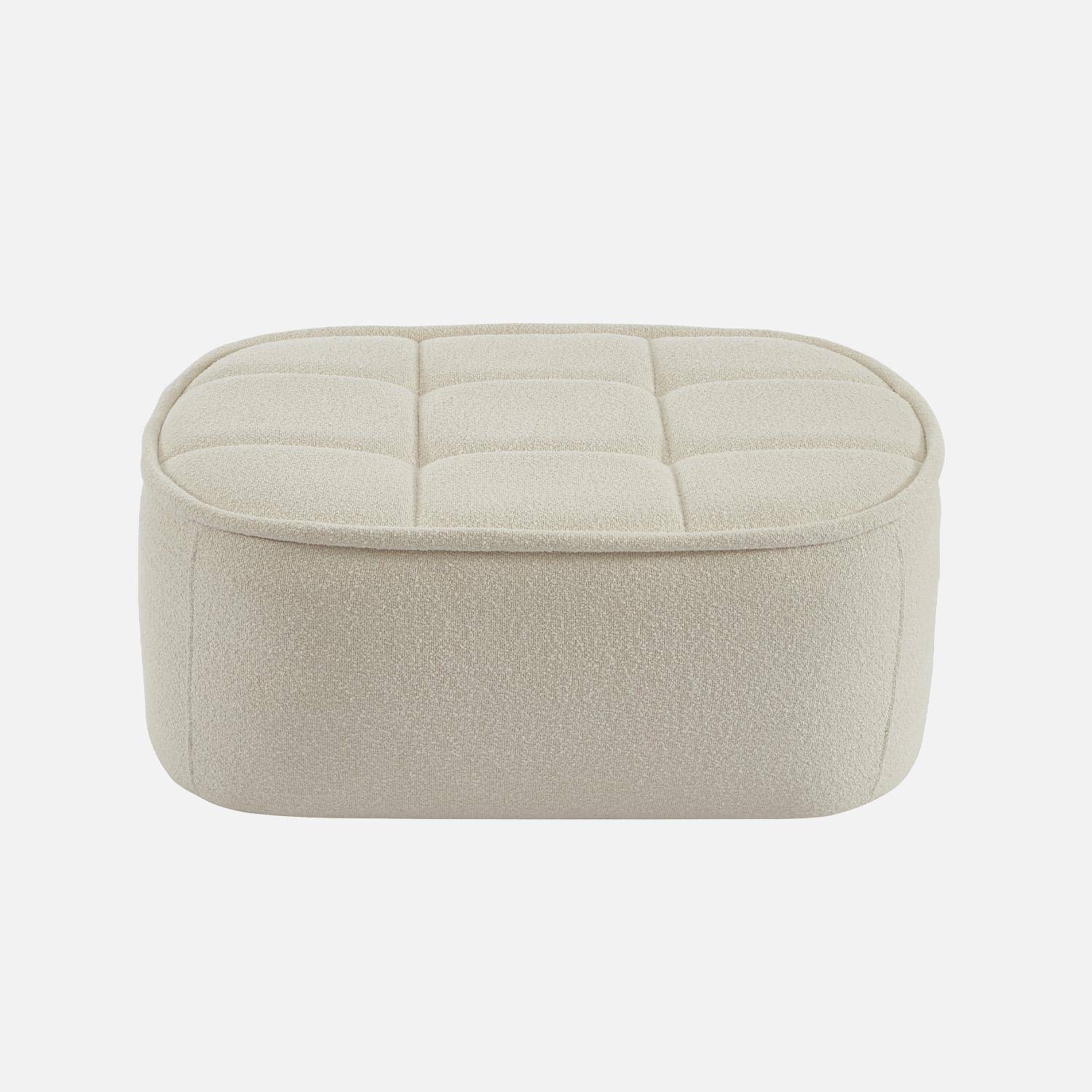 Pouf, apoio para pés para poltrona 1 lugar Boni bouclette texturada, Boni, Blanc cassé, 91x63x40 cm Photo2
