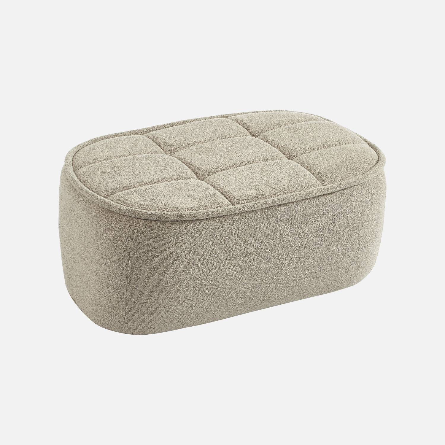Pouf, apoio para pés para poltrona 1 lugar Boni bouclette texturada, Beige