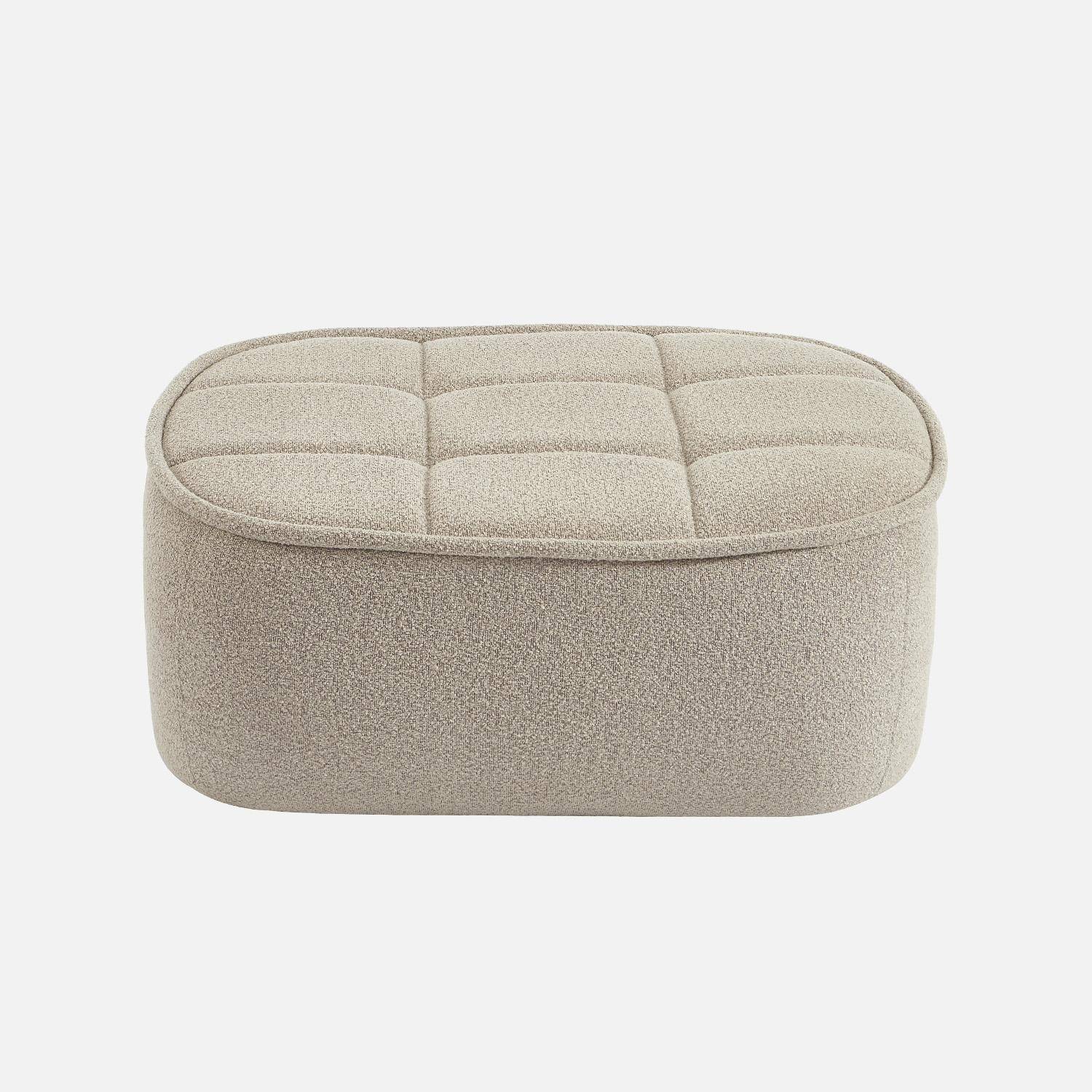 Pouf, repose-pieds pour chauffeuse 1 place Boni bouclette texturée beige L 91 x P 63 x H 40cm - Boni Photo2