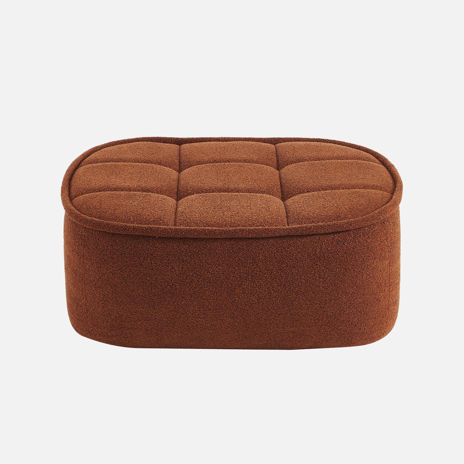 Pouf, repose-pieds pour chauffeuse 1 place Boni bouclette texturée terracotta L 91 x P 63 x H 40cm - Boni Photo2