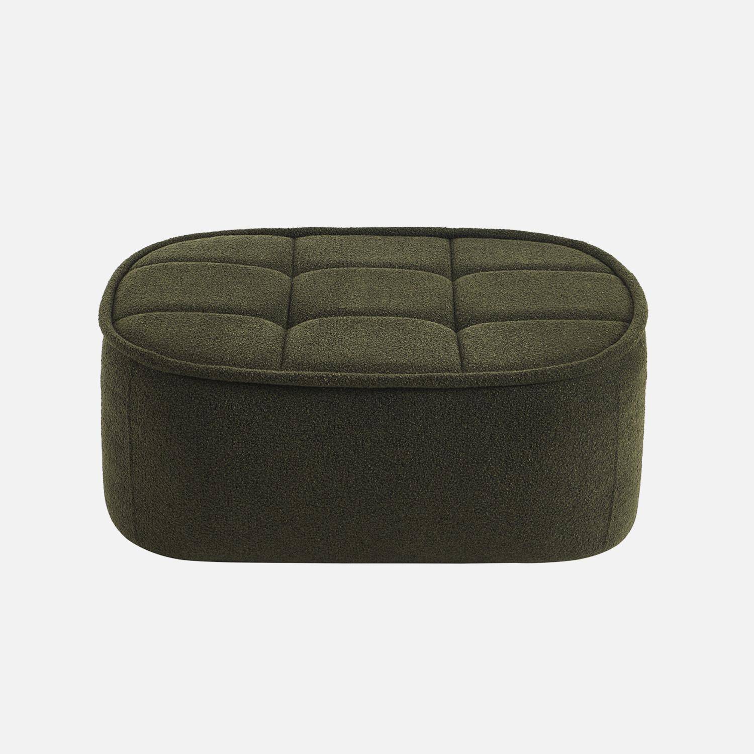 Pouf, repose-pieds pour chauffeuse 1 place Boni bouclette texturée kaki L 91 x P 63 x H 40cm - Boni,sweeek,Photo2
