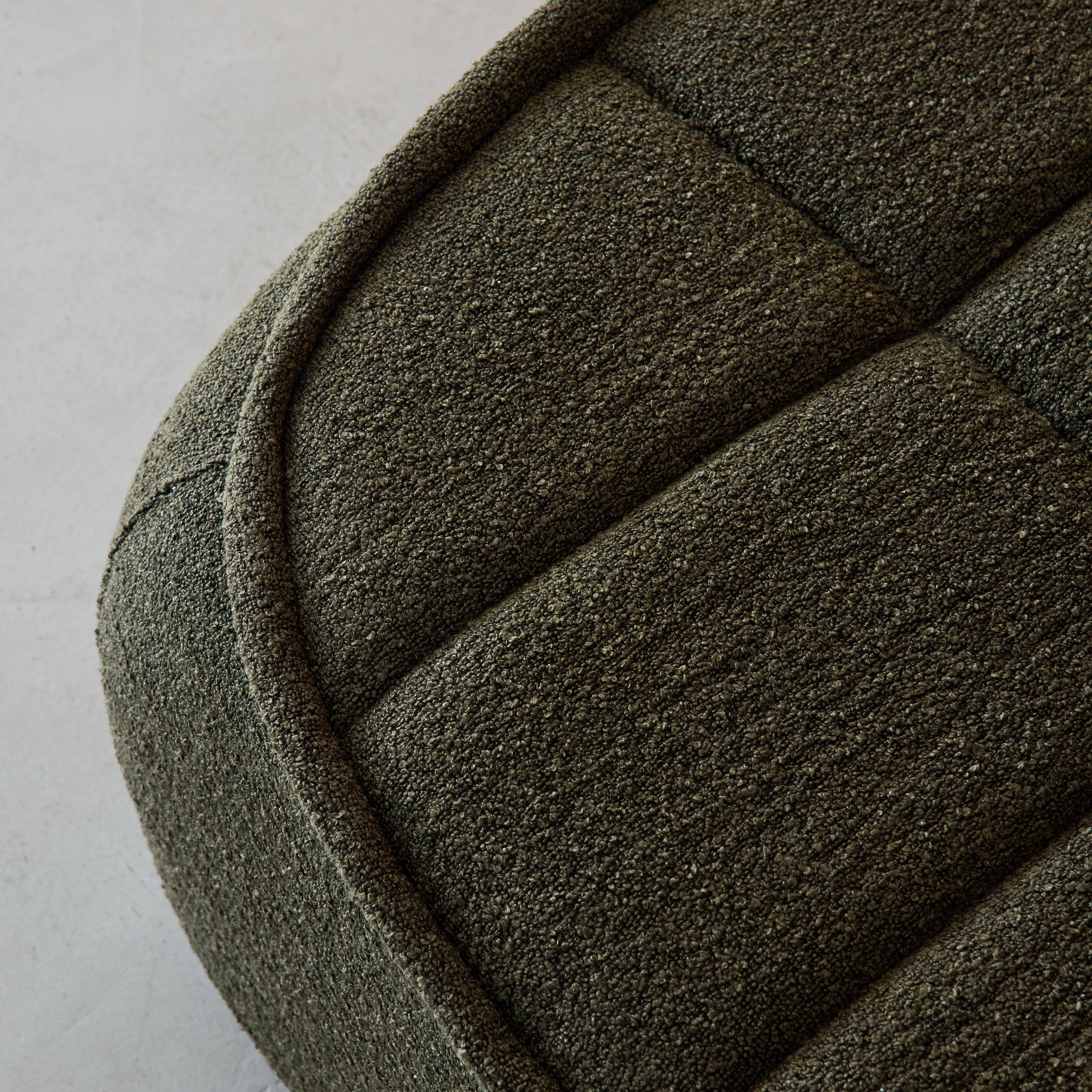 Sitzhocker, Fußhocker mit strukturierem Bouclé-Bezug in khaki für den Sessel Boni B 91 x T 63 x H 40 cm - Boni,sweeek,Photo3