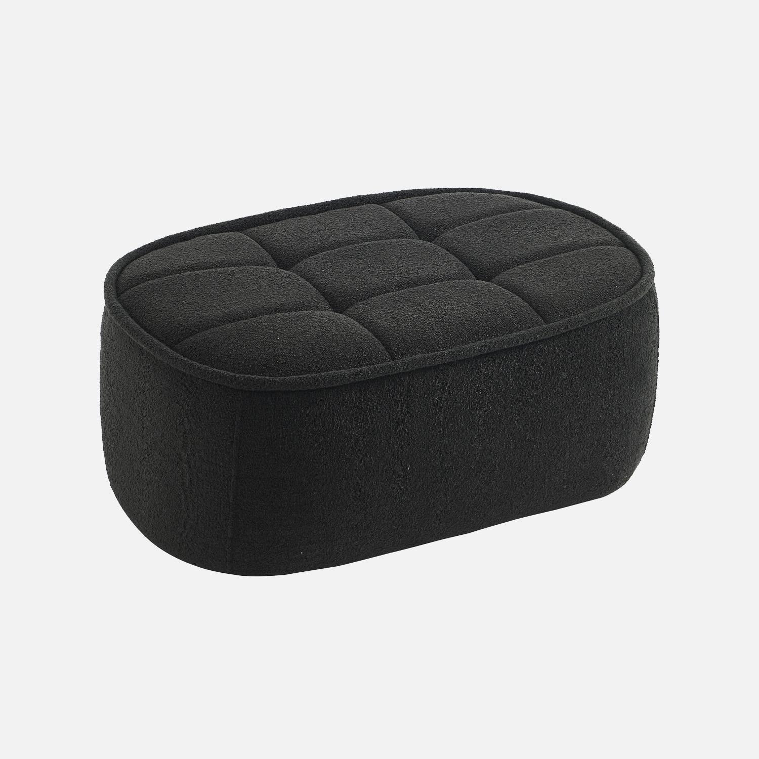 Pouf, apoio para pés para poltrona 1 lugar Boni bouclette texturada, Preto