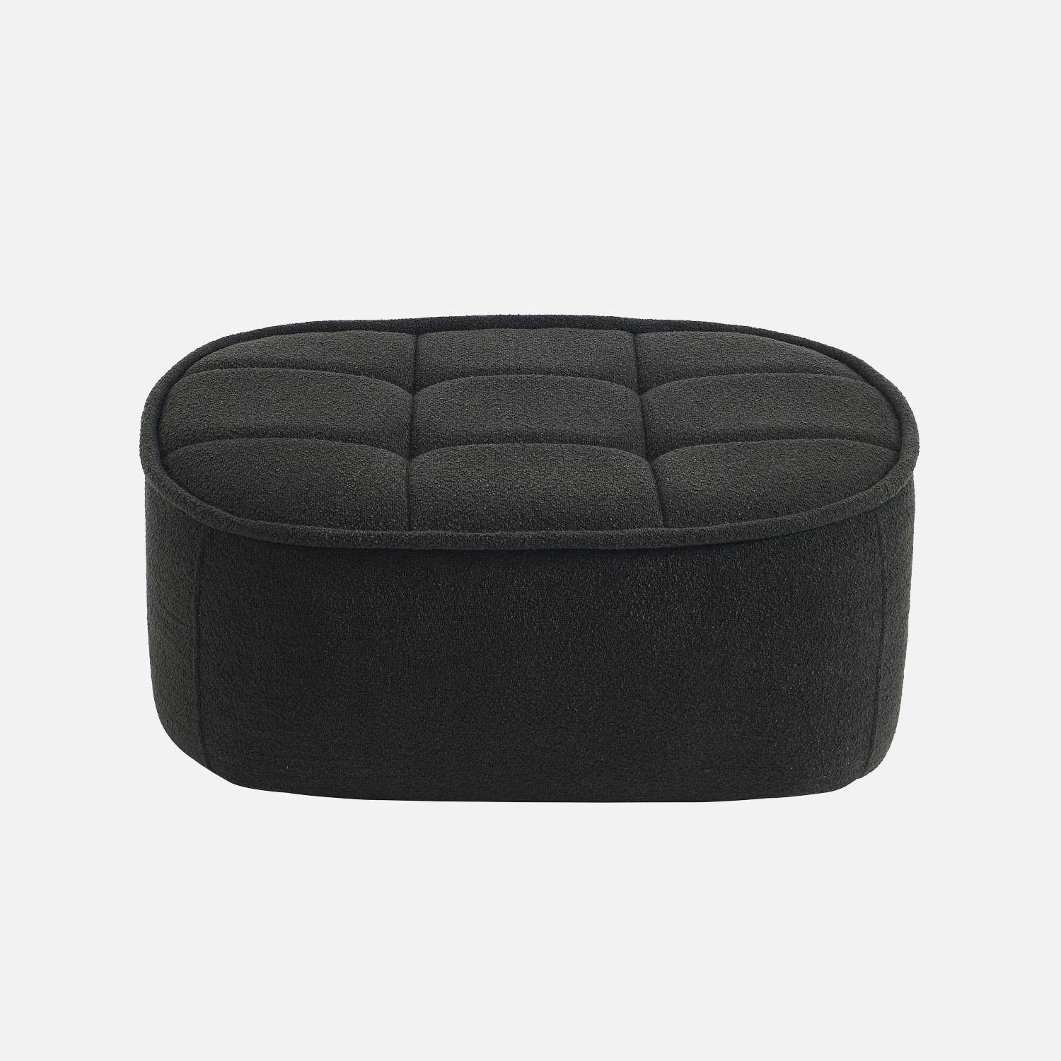 Pouf, apoio para pés para poltrona 1 lugar Boni bouclette texturada, Boni, Preto, 91x63x40 cm Photo2