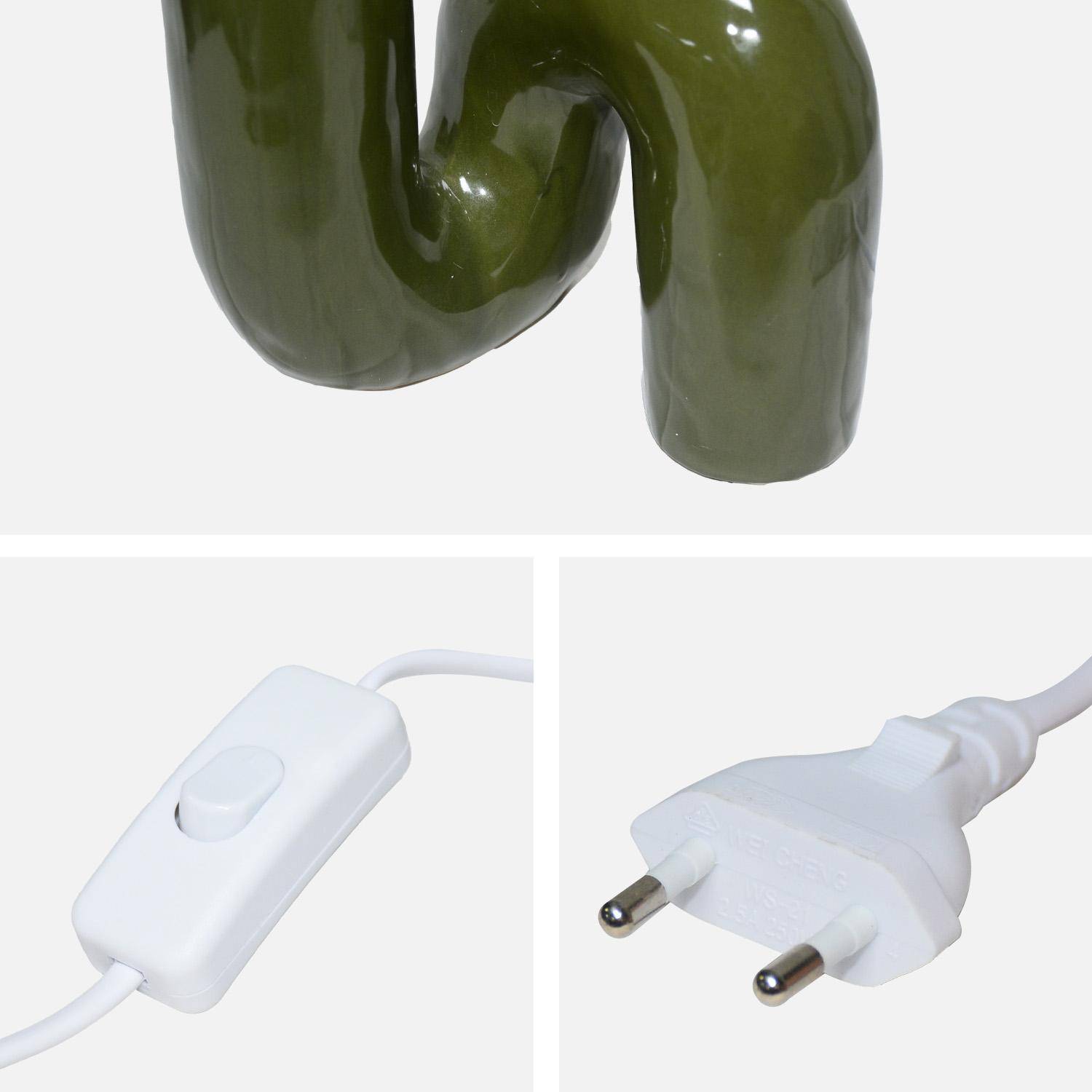 Organische tafellamp geglazuurd keramiek kaki 20 x 17,5 x 44,5 cm - Elma,sweeek,Photo5