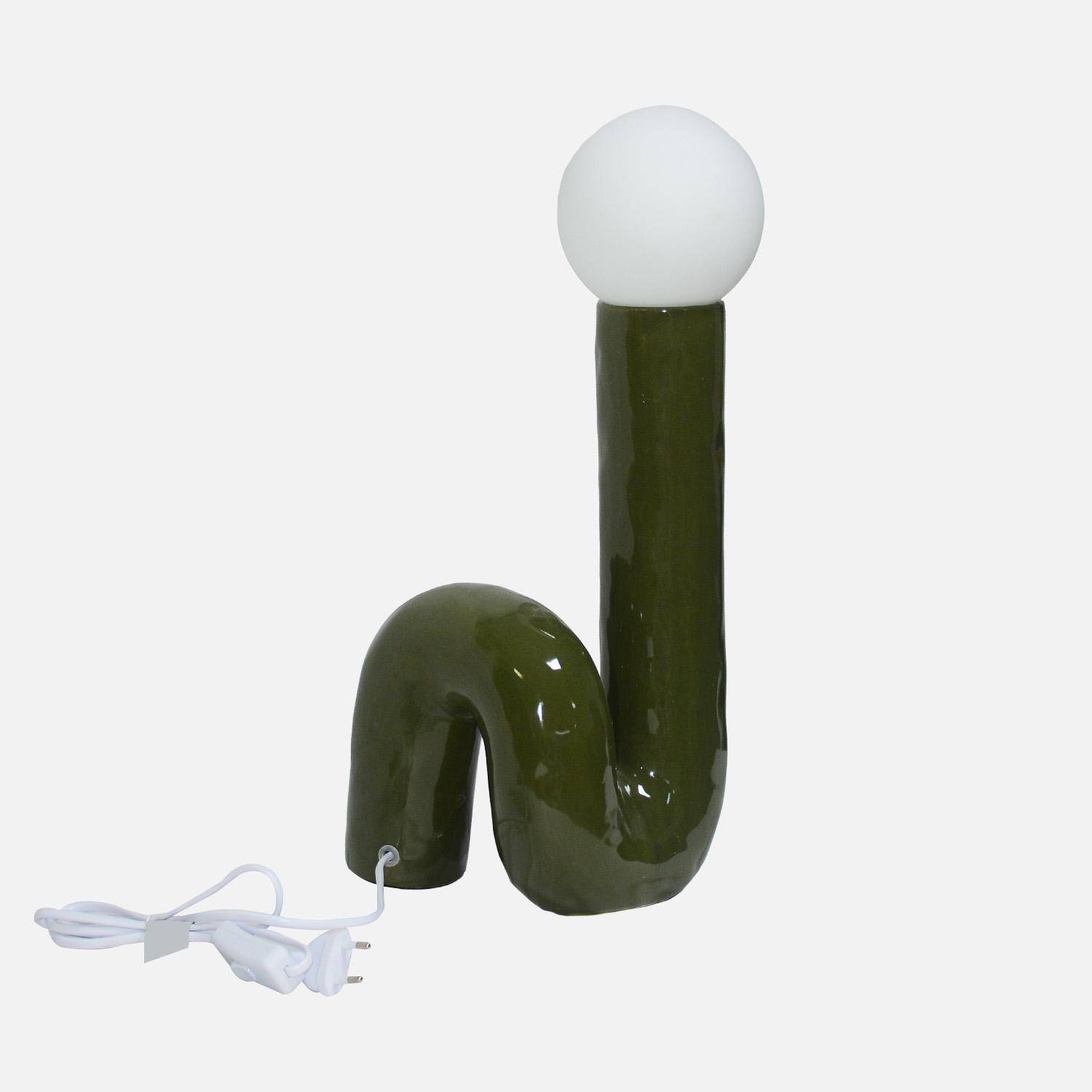 Organische tafellamp geglazuurd keramiek kaki 20 x 17,5 x 44,5 cm - Elma,sweeek,Photo3