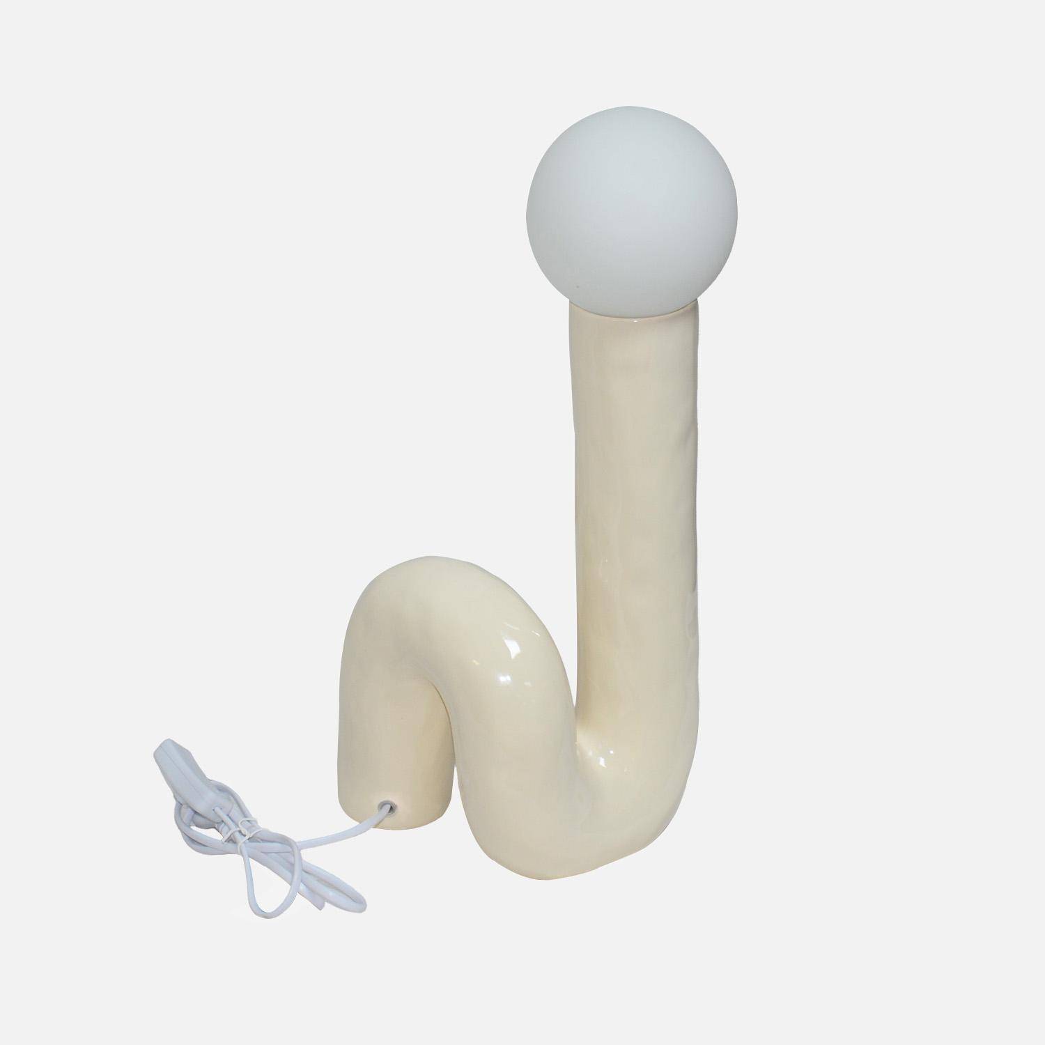 Organische tafellamp geglazuurd keramiek crème 20 x 17,5 x 44,5 cm - Elma,sweeek,Photo3