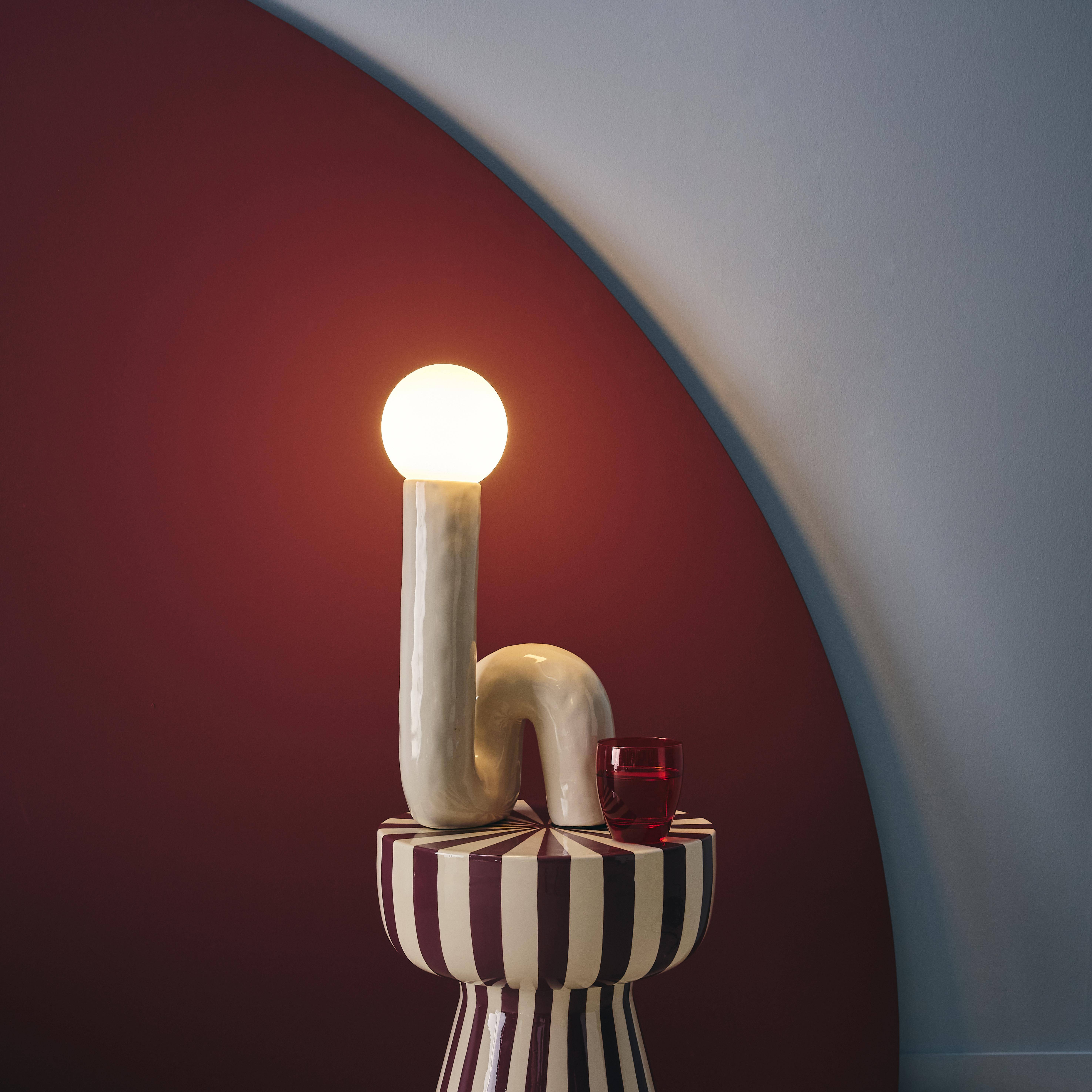 Organische tafellamp geglazuurd keramiek crème 20 x 17,5 x 44,5 cm - Elma Photo2