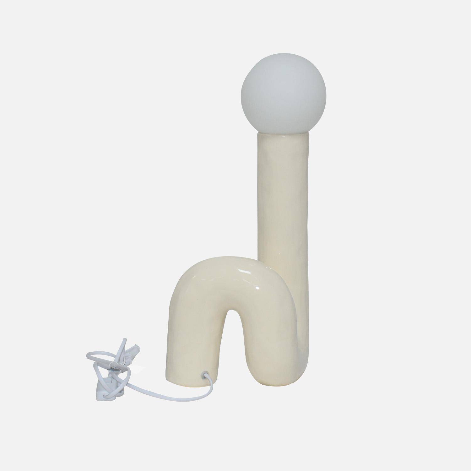 Organische tafellamp geglazuurd keramiek crème 20 x 17,5 x 44,5 cm - Elma,sweeek,Photo4