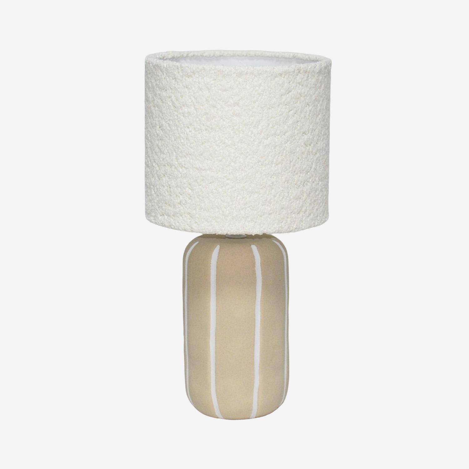 Lámpara de mesa interior de cerámica, pantalla borreguito, Roxane, Gris beige, 20x20x40.5 cm Photo1