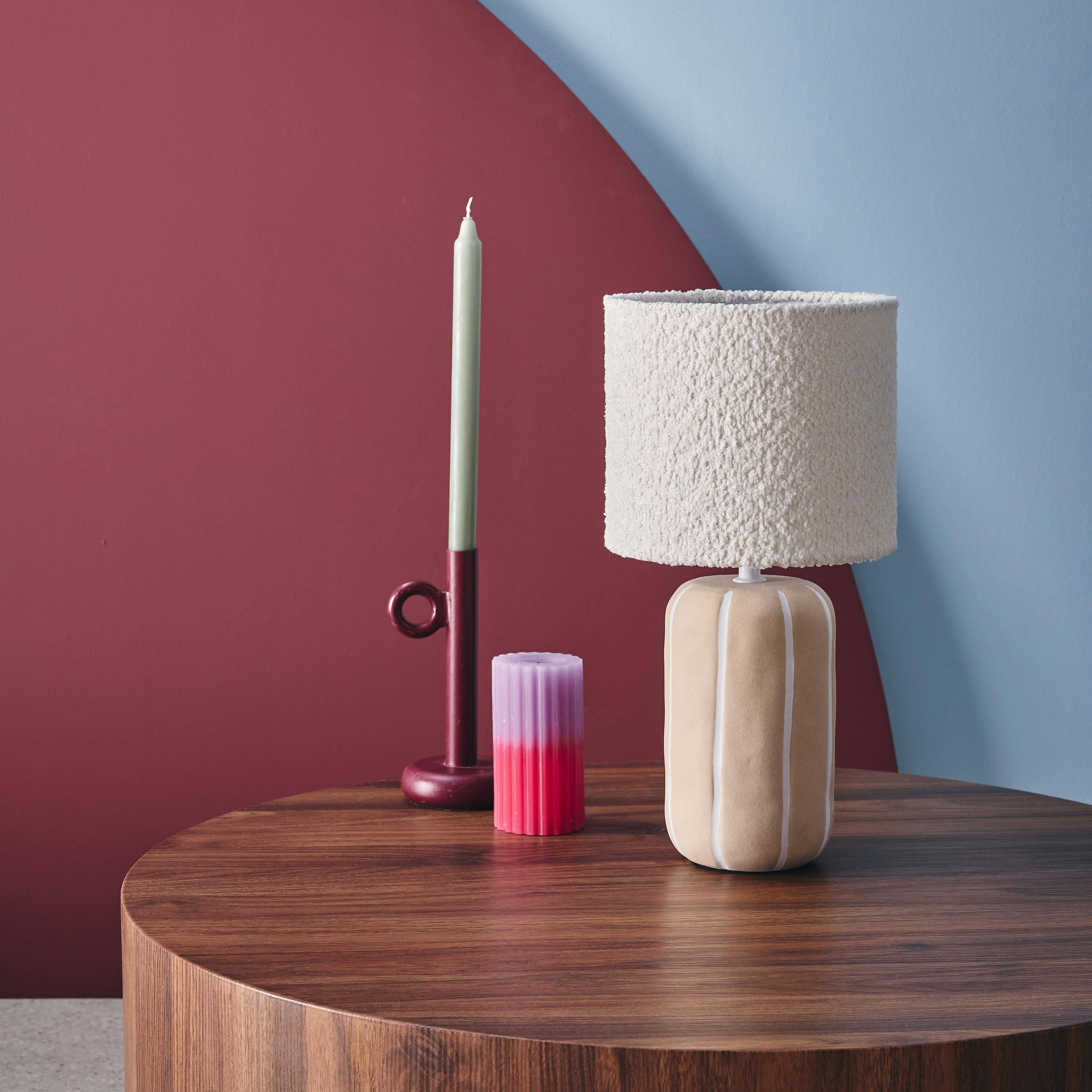 Innen-Tischlampe Keramik, Bouclé-Lampenschirm H 41cm - Roxane