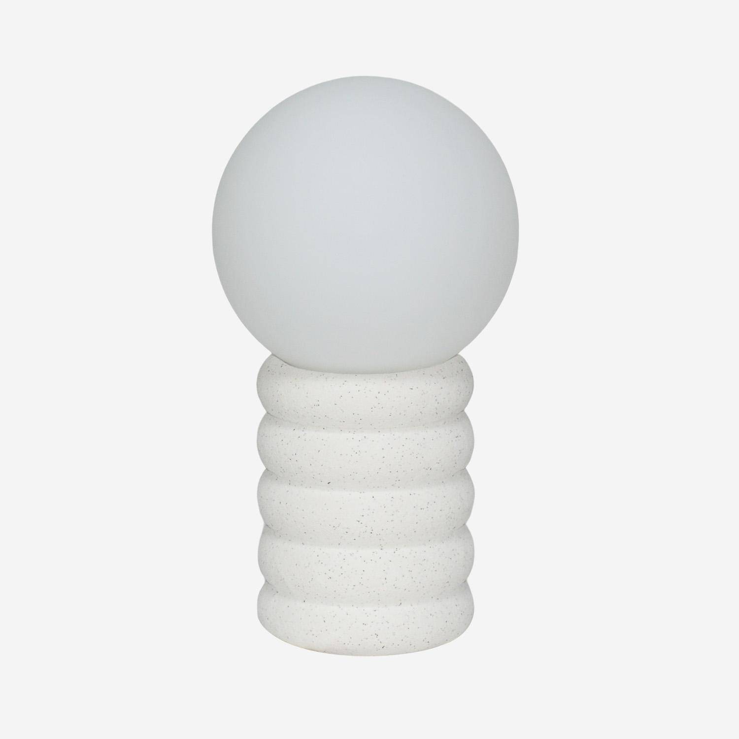 Lámpara de cerámica moteada de interior, Zoe, Blanco, 15x15x28 cm,sweeek,Photo1