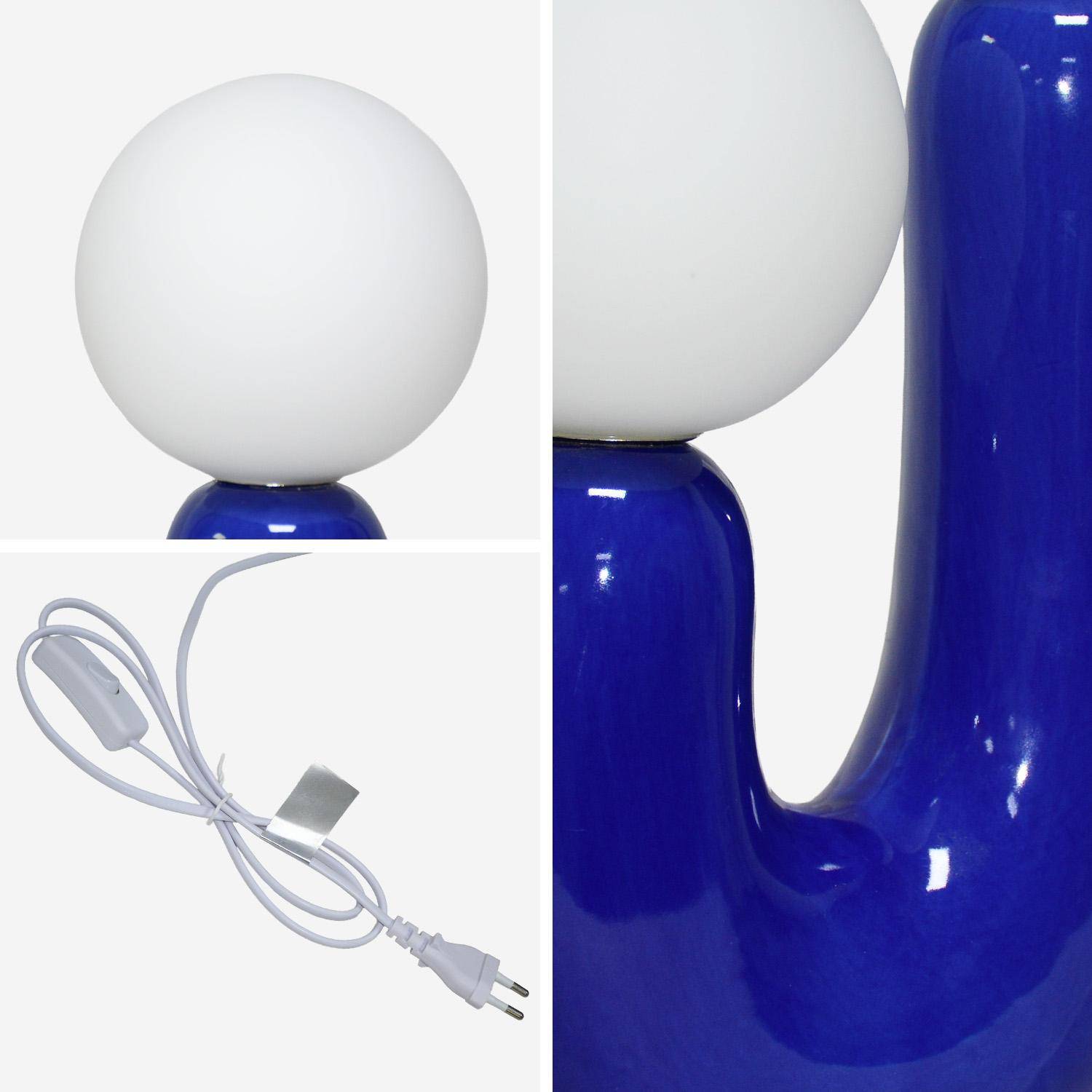 Lámpara de mesa orgánica de cerámica y vidrio, Deva, Azul, 20x10x31 cm,sweeek,Photo4