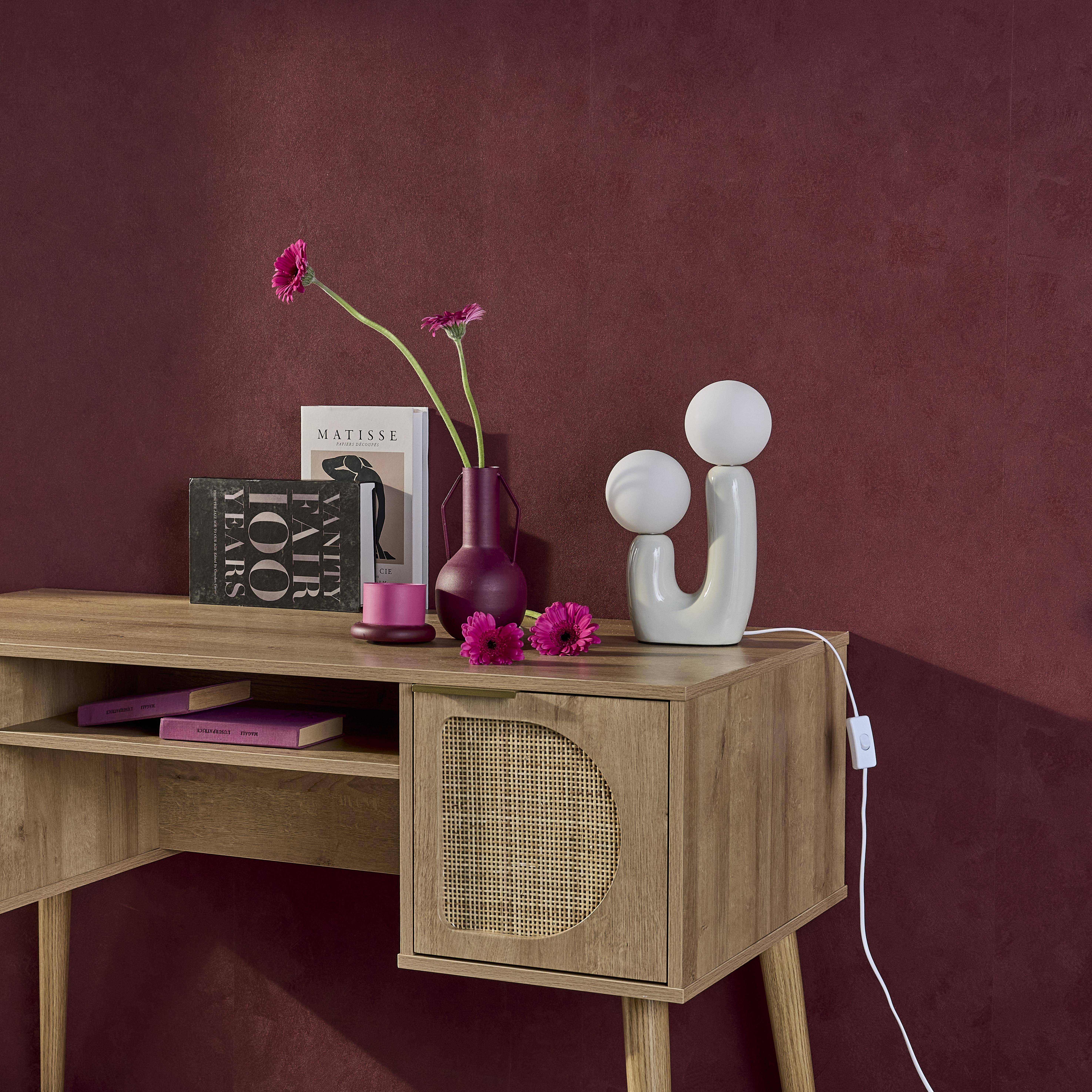 Lámpara de mesa orgánica de cerámica y vidrio, Deva, Beige, 19x10x31 cm Photo1