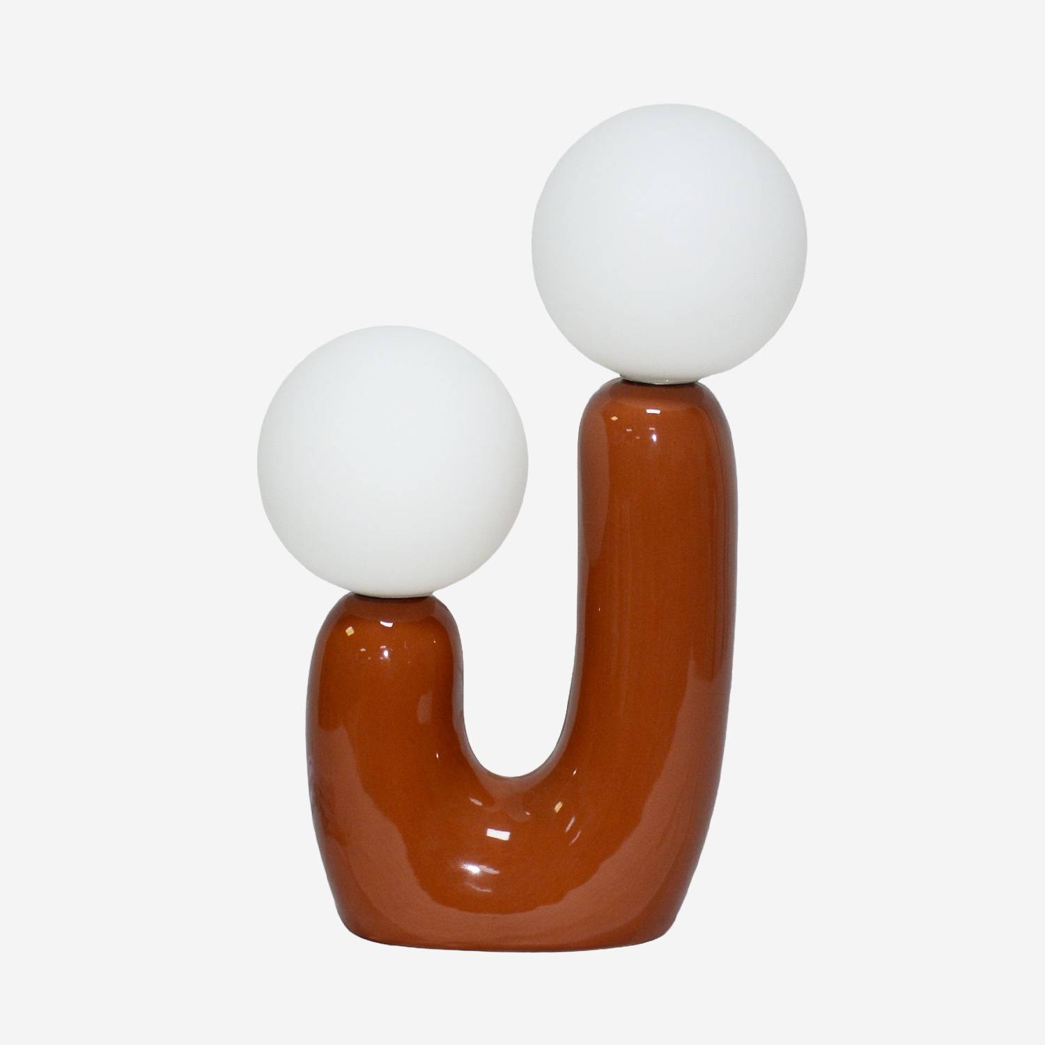Lámpara de mesa orgánica de cerámica y vidrio, Terracotta