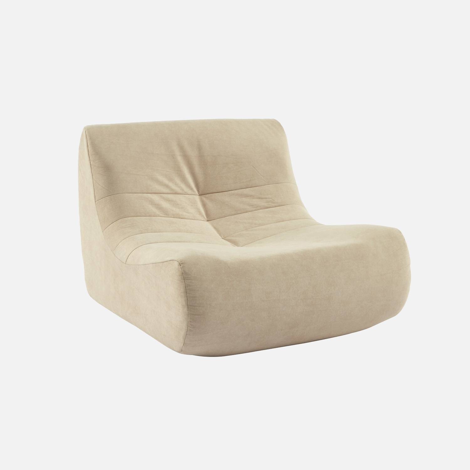 Sillón de terciopelo, 1 plaza, Beige