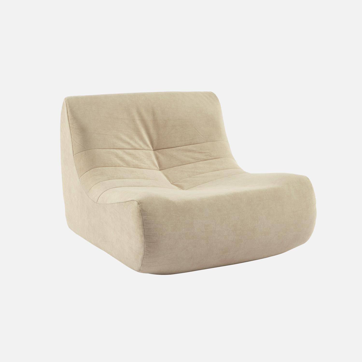 Sillón de terciopelo, 1 plaza, Sokol, Beige, 91x105x72 cm Photo1