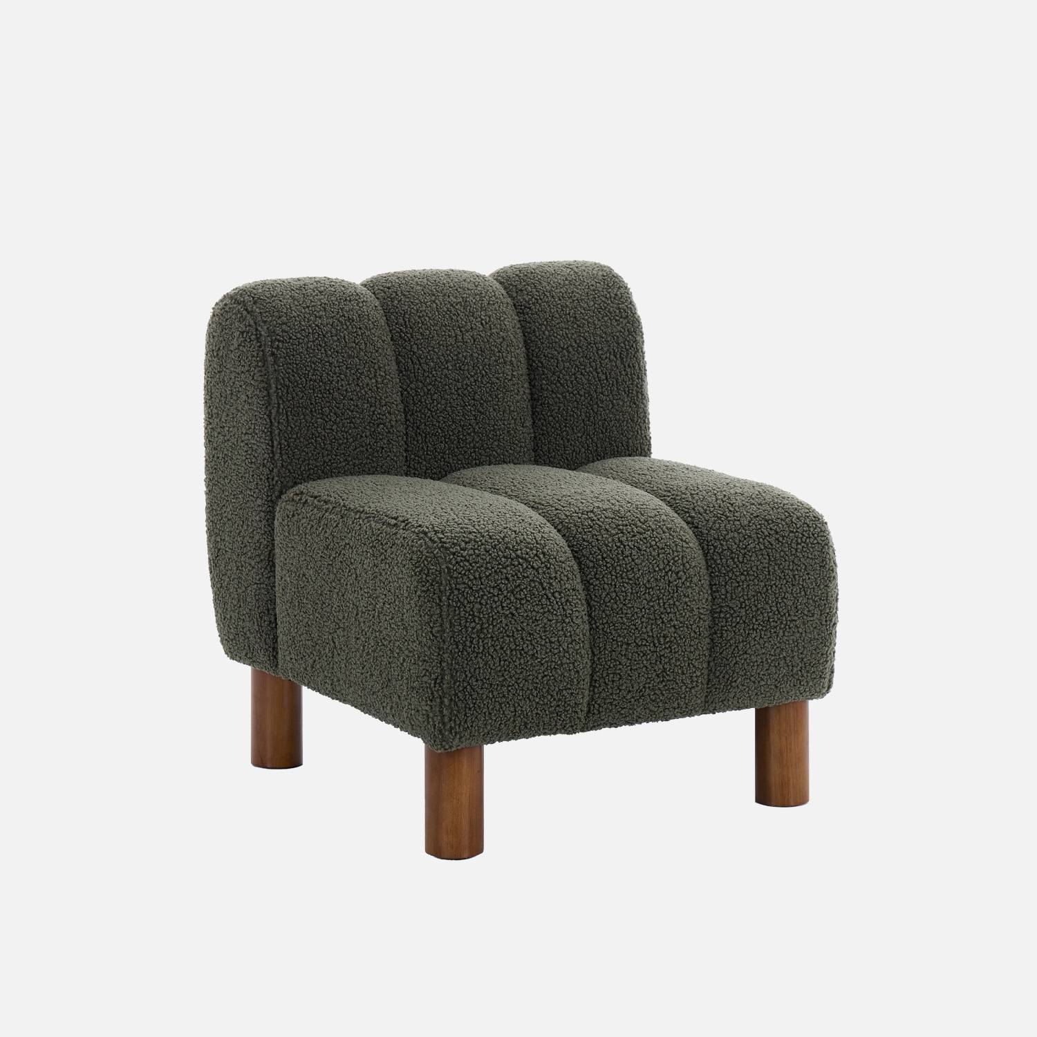 Silla infantil de madera de hevea y borreguito, Verde kaki