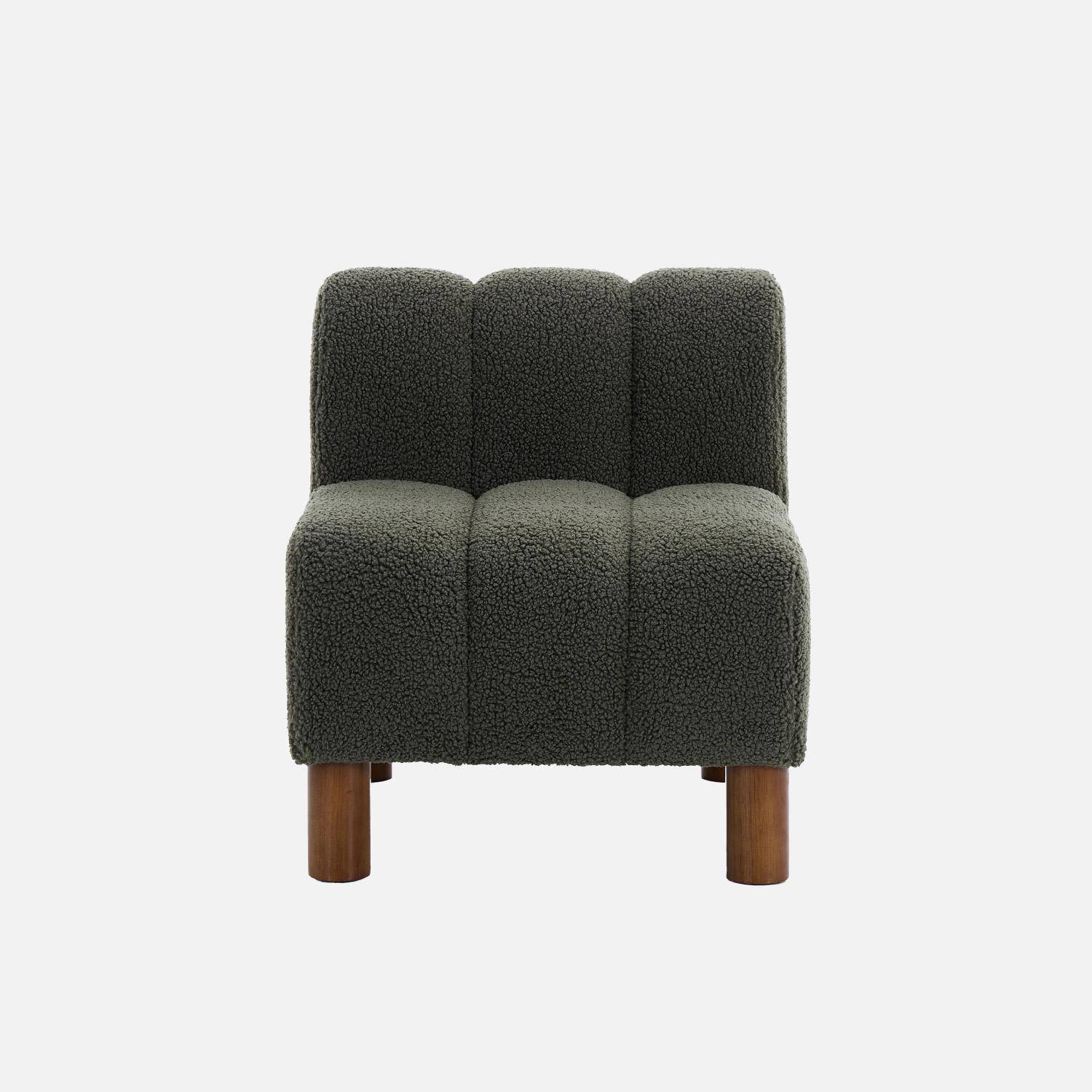 Silla infantil de madera de hevea y borreguito, Angel Kids, Verde kaki, 47x56.5x52.5 cm Photo2
