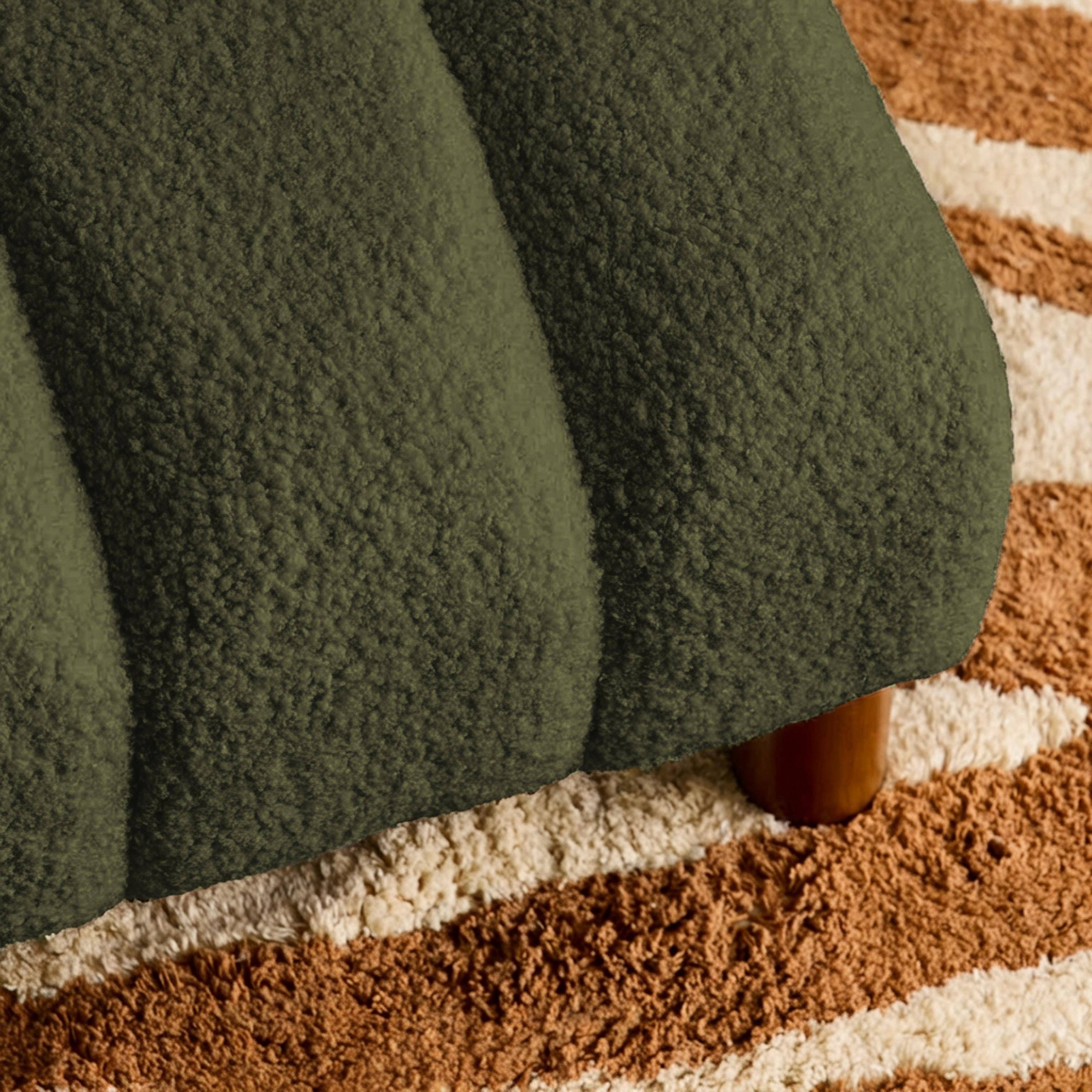 Poltrona bambino piedi arrotondati legno di hevea e bouclé, Angel kids, Verde kaki, 46x55x52.5 cm,sweeek,Photo3