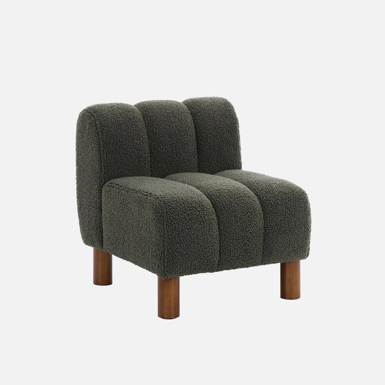 Silla infantil de madera de hevea y borreguito, Angel Kids, Verde kaki, 47x56.5x52.5 cm Photo1