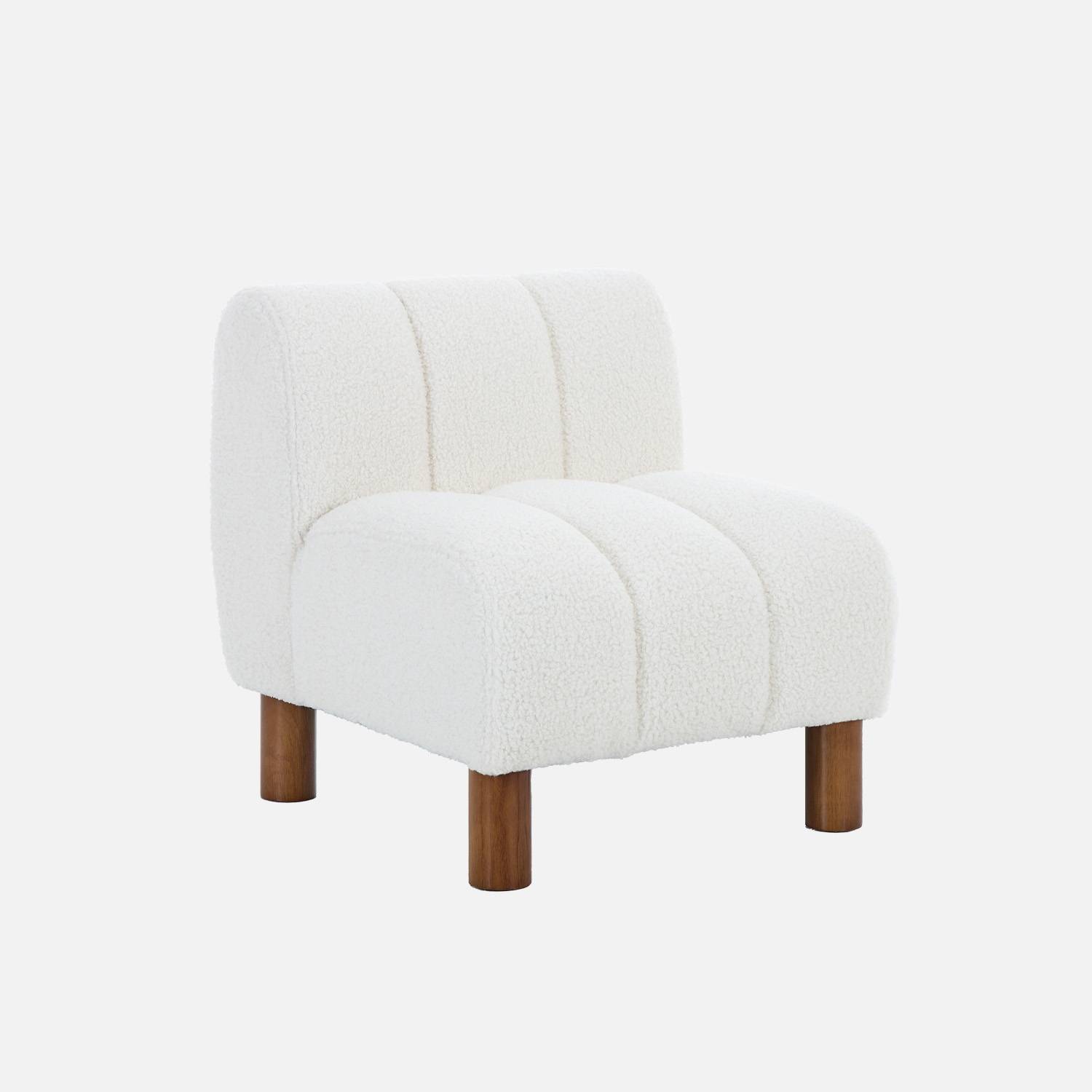 Silla infantil de madera de hevea y borreguito, Blanco
