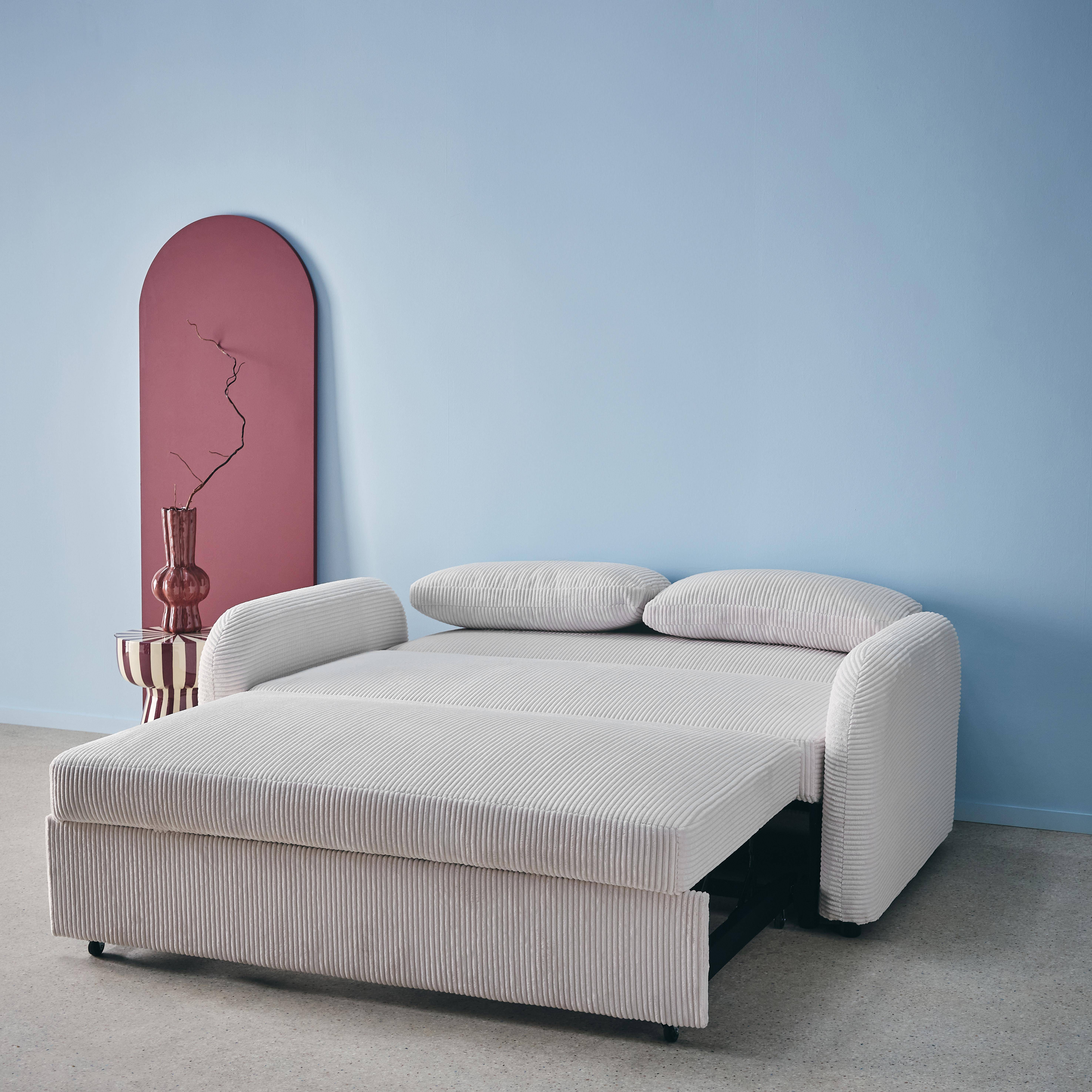 2-Sitzer Schlafsofa mit Cordbezug in weiß B 168 x T 90 x H 88 cm - Lino,sweeek,Photo5