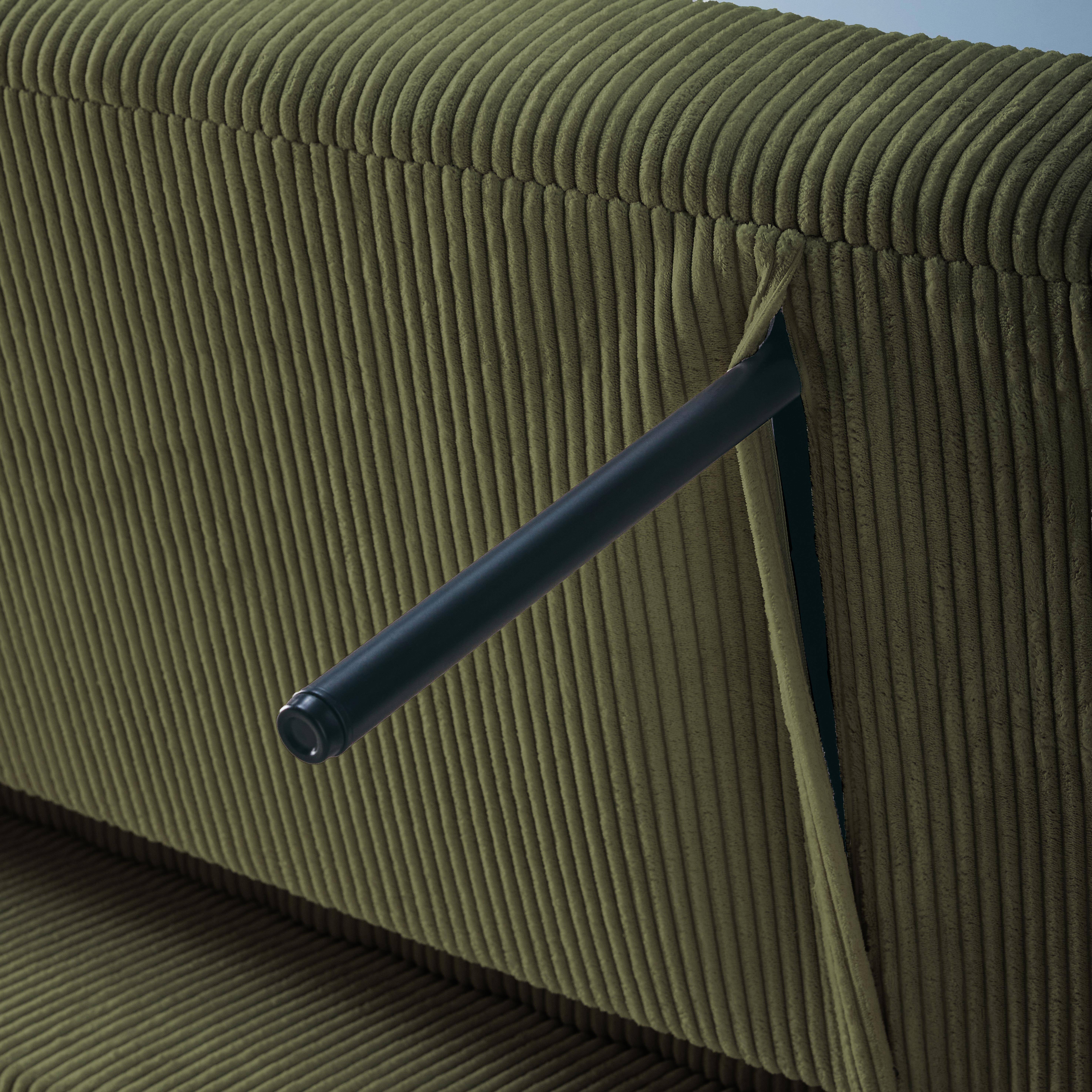 Slaapbank 2 plaatsen kakigroen ribfluweel L 168 x B 90 x H 88cm - Lino,sweeek,Photo8