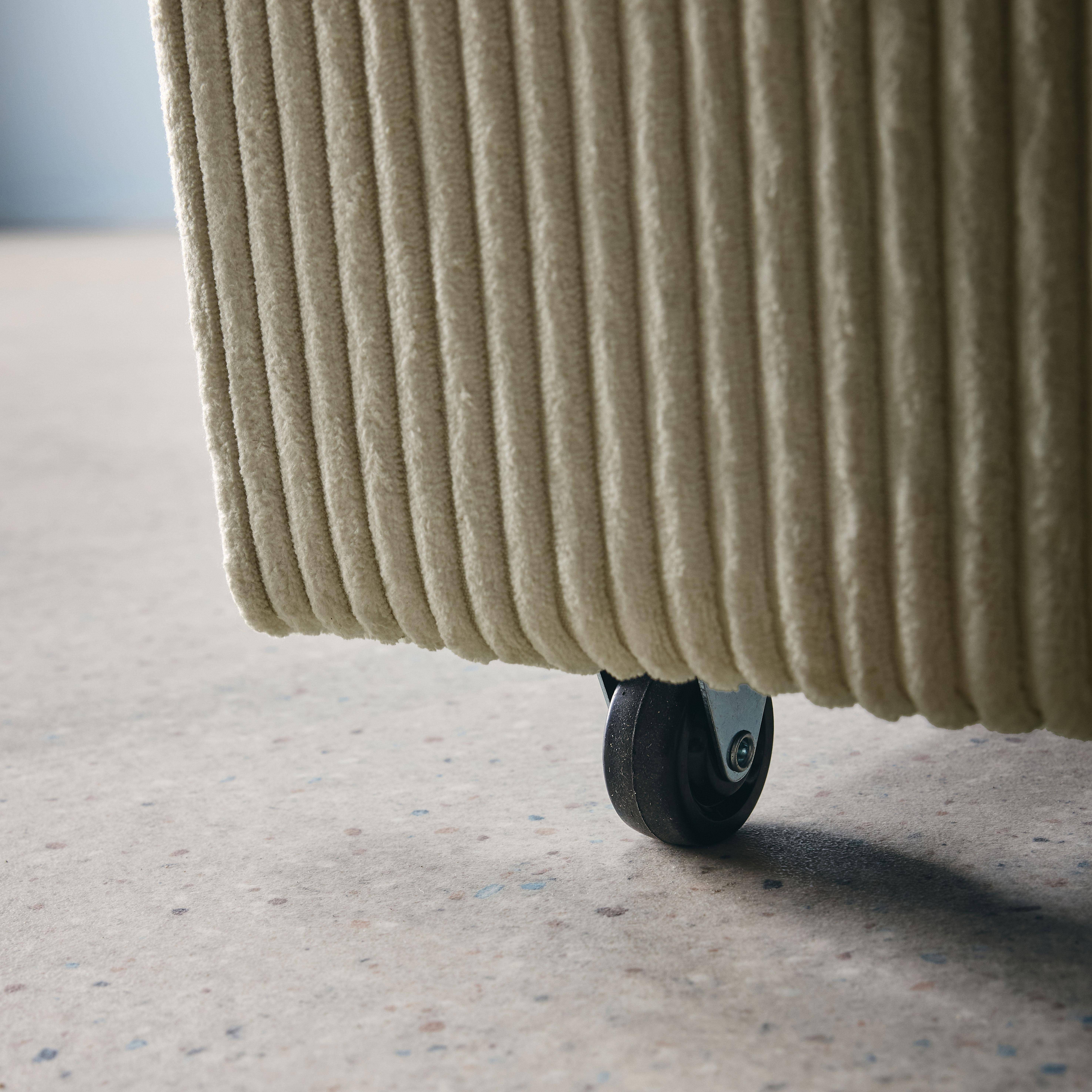 Afgeronde tweezits slaapbank in lichtgrijs ribfluweel L 168 x B 90 x H 88cm - Lino Photo7