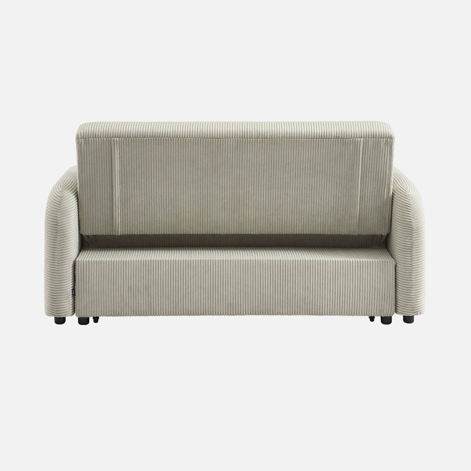 Canapé convertible arrondi 2 places velours côtelé gris clair L 168 x P 90 x H 88cm - Lino ,sweeek,Photo3