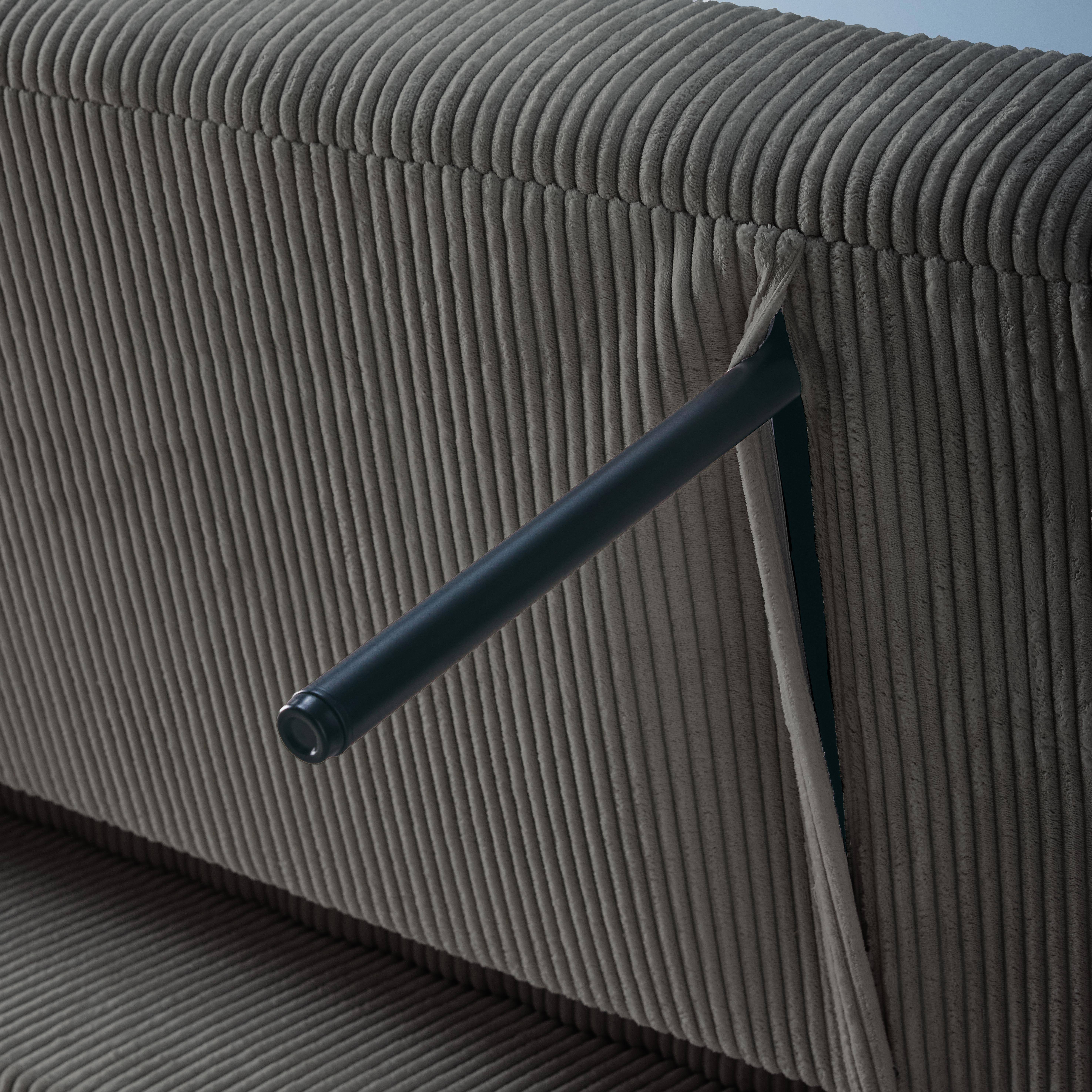 Afgeronde tweezits slaapbank in donkergrijze ribfluweel L 168 x B 90 x H 88 cm - Lino,sweeek,Photo8
