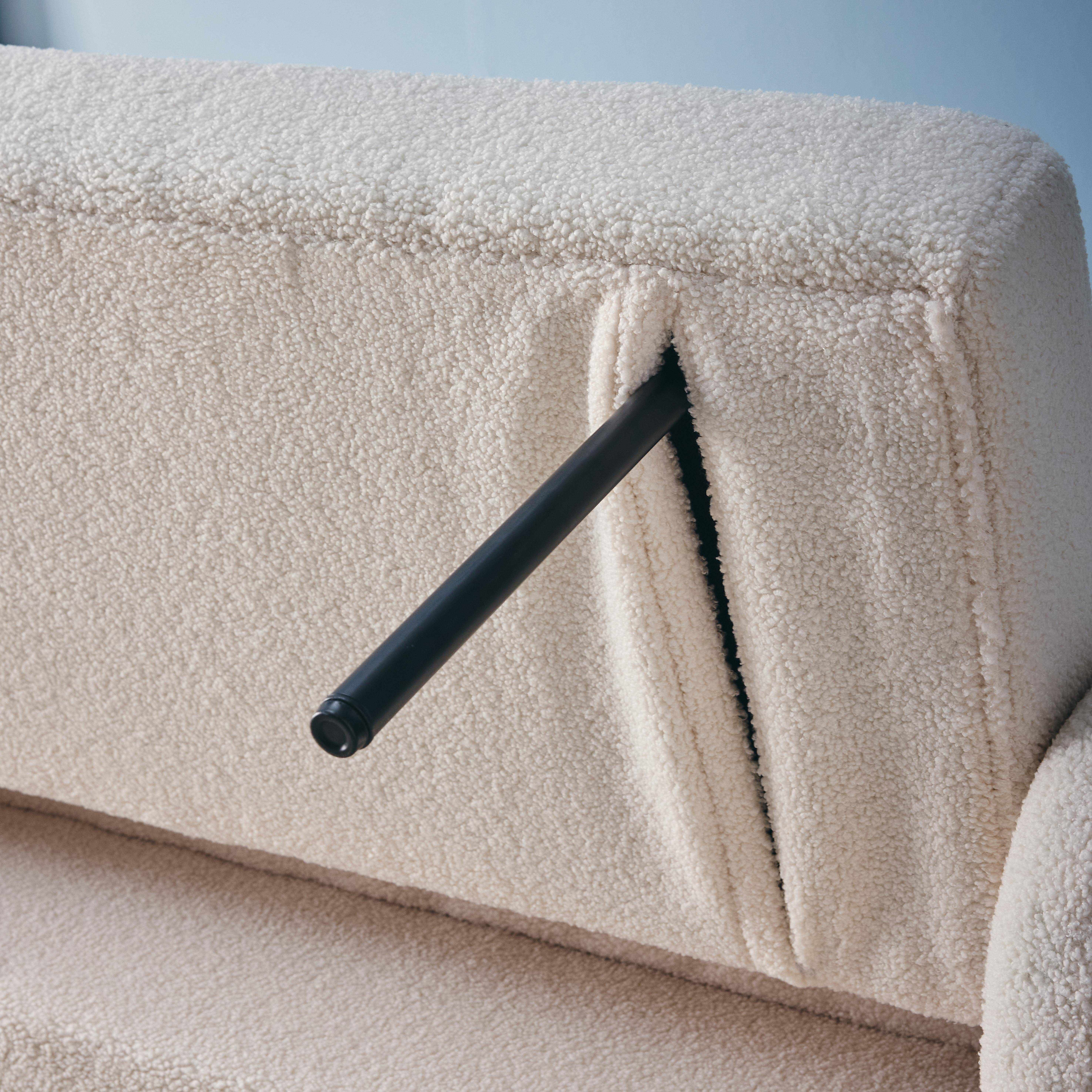 Kanapa rozkładana z zaokrąglonymi narożnikami, tkanina baranek, kremowa, 2 miejsca dł. 170 x gł. 90 x wys. 88 cm - Lino,sweeek,Photo8