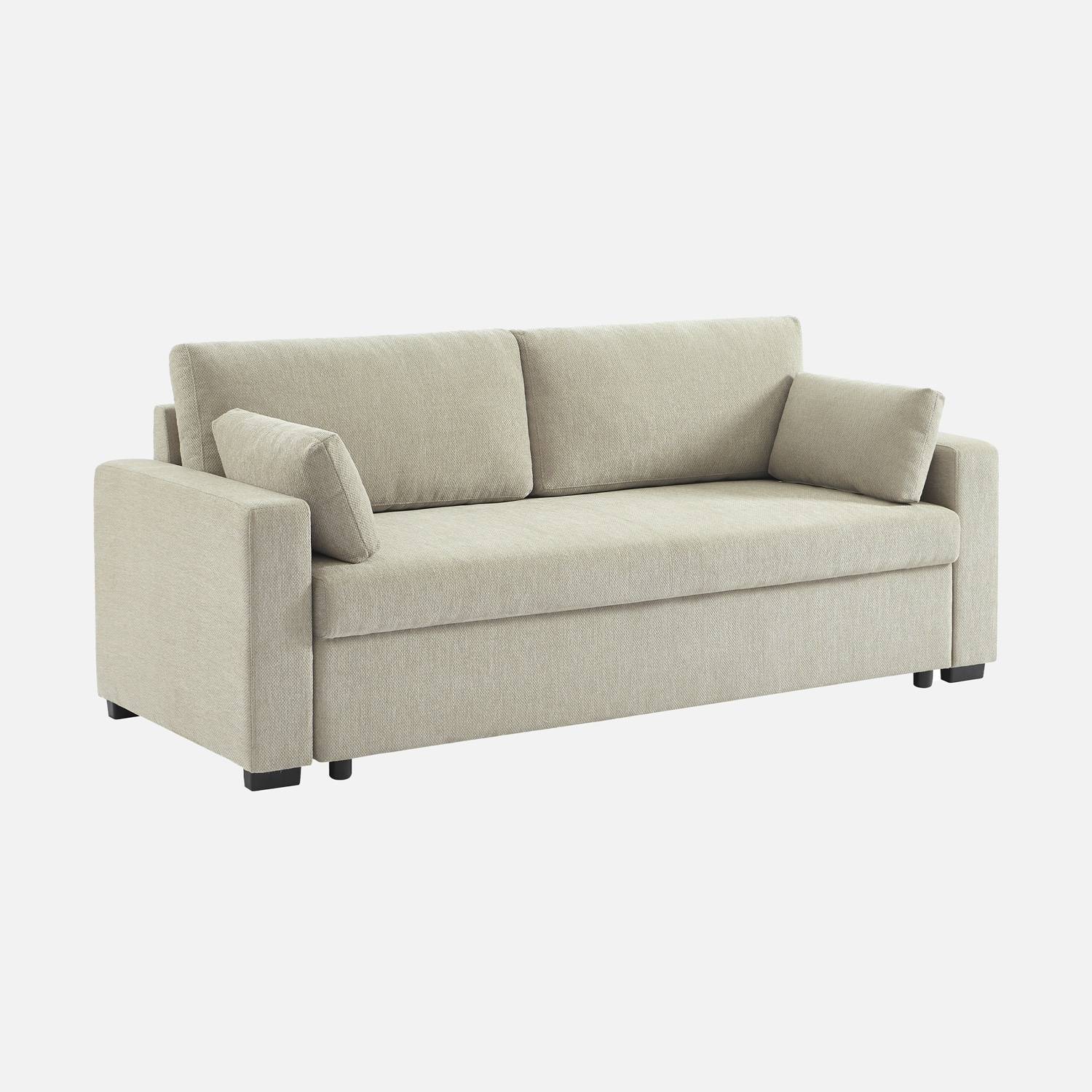 Sofá cama 3 plazas tela chenilla, Beige