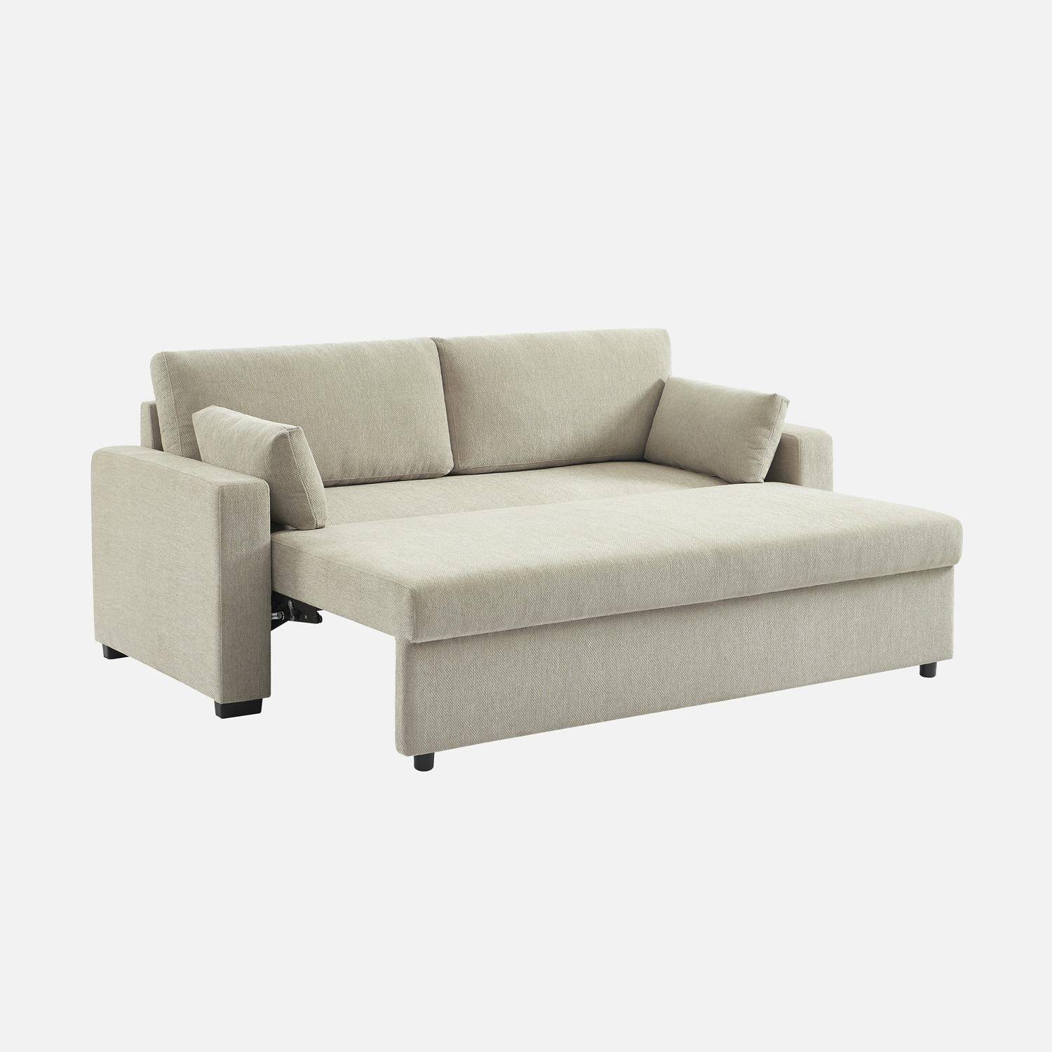 Sofá cama 3 plazas tela chenilla, Easy, Beige, 211x90x86 cm,sweeek,Photo4