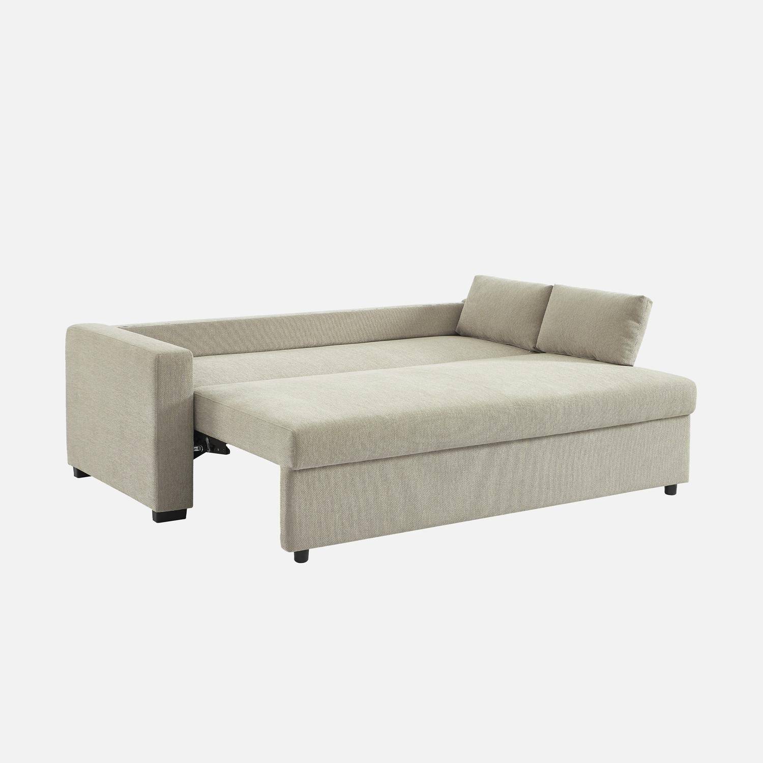 Sofá cama 3 plazas tela chenilla, Easy, Beige, 211x90x86 cm Photo5