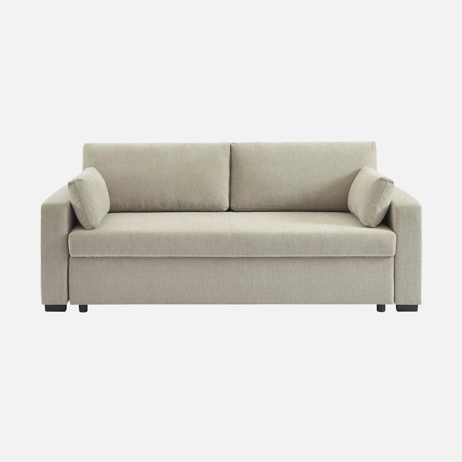 Sofá cama 3 plazas tela chenilla, Easy, Beige, 211x90x86 cm Photo2