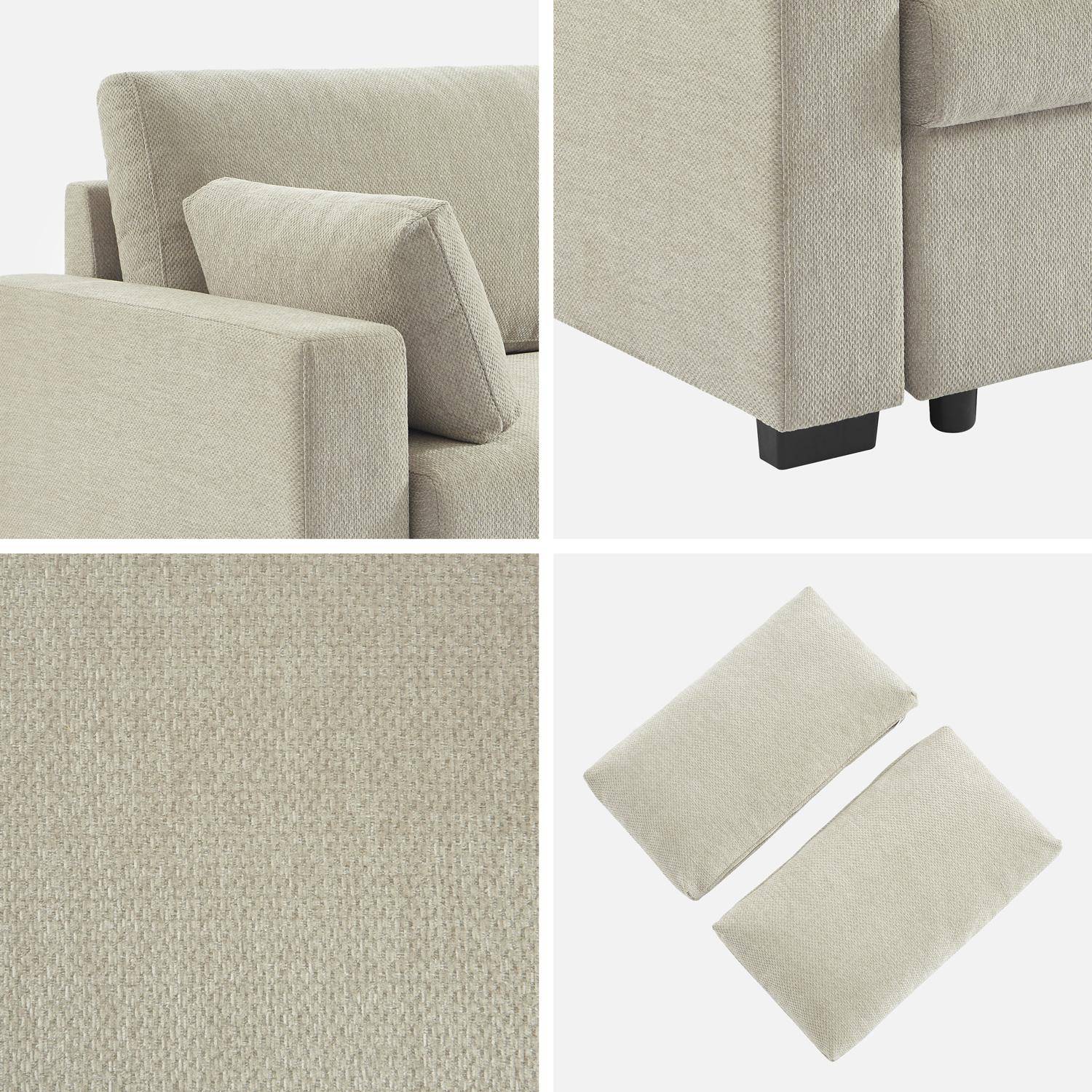 Sofá cama 3 plazas tela chenilla, Easy, Beige, 211x90x86 cm Photo6