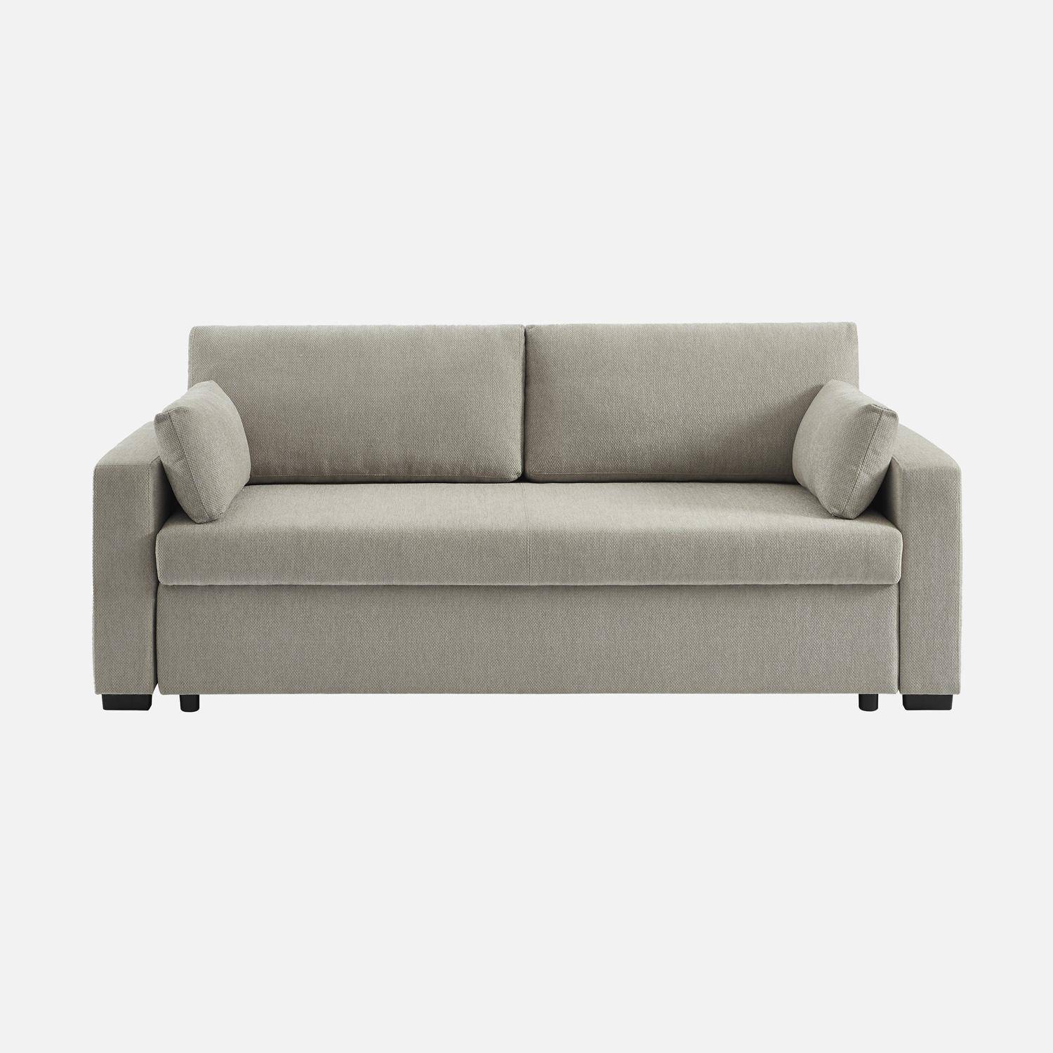 Sofá cama 3 plazas tela , Easy, Gris claro, 211x90x86 cm,sweeek,Photo2