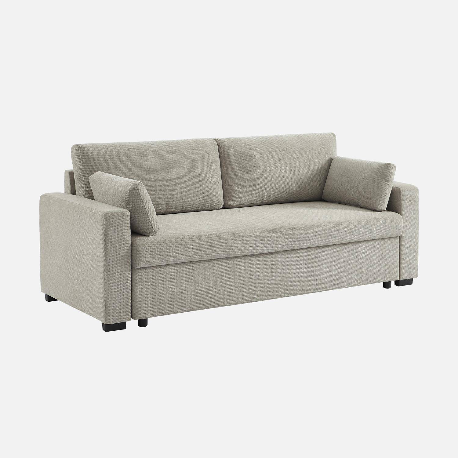 Canapé convertible 3 places tissu chenille gris clair L 211 x P 90 x H 86 cm - Easy,sweeek,Photo5
