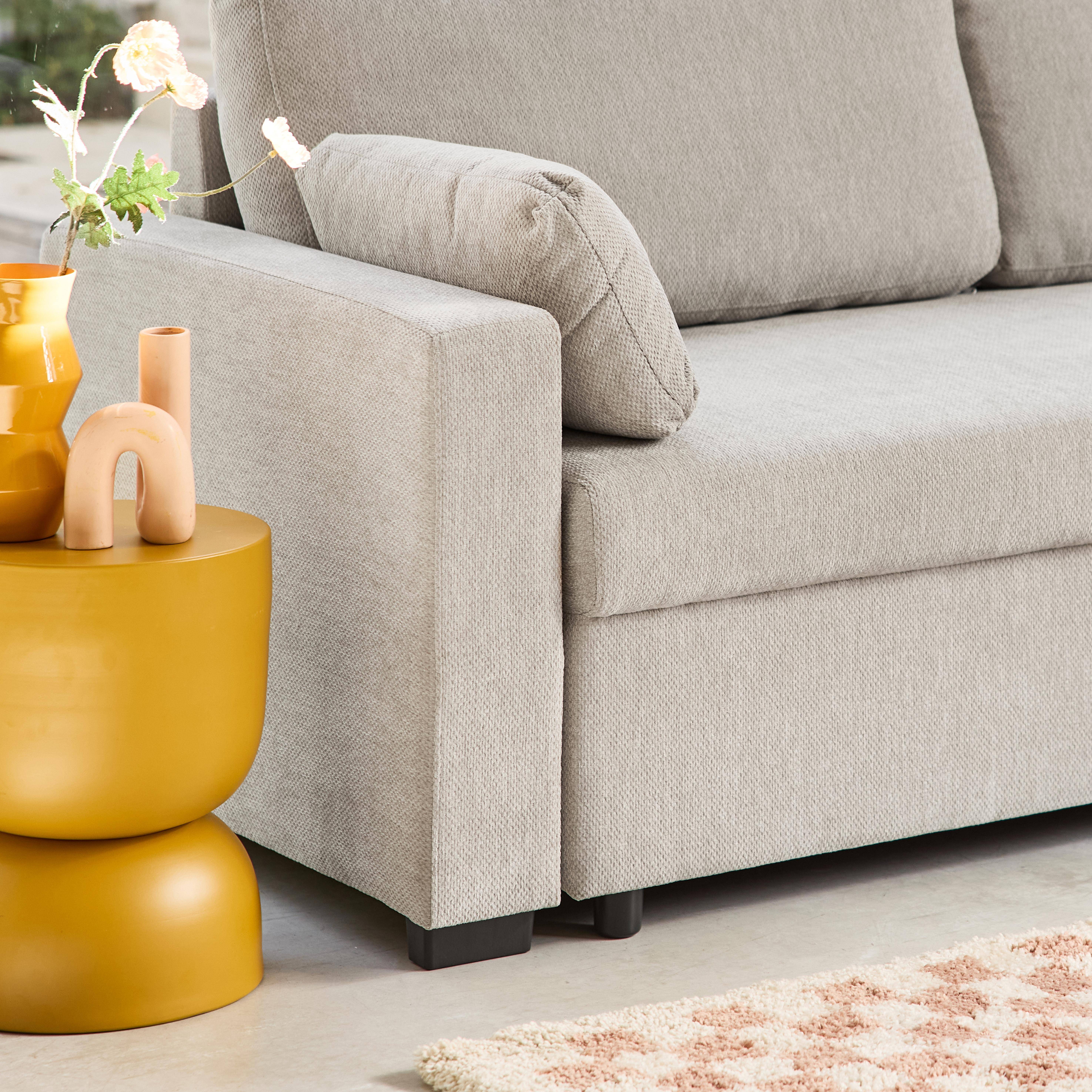 Canapé convertible 3 places tissu chenille gris clair L 211 x P 90 x H 86 cm - Easy Photo4