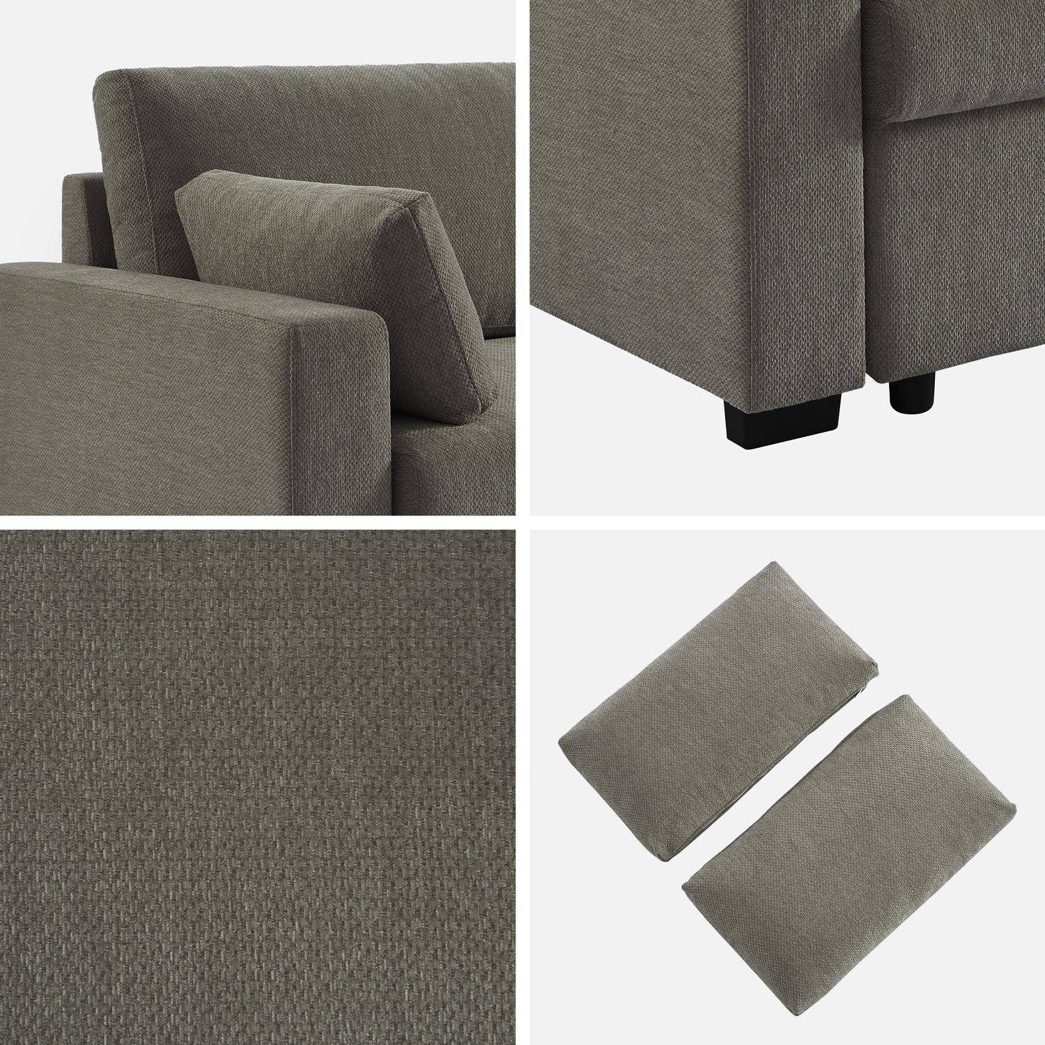 Divano letto 3 posti tessuto ciniglia, Easy, Grigio scuro, 211x90x86 cm Photo6