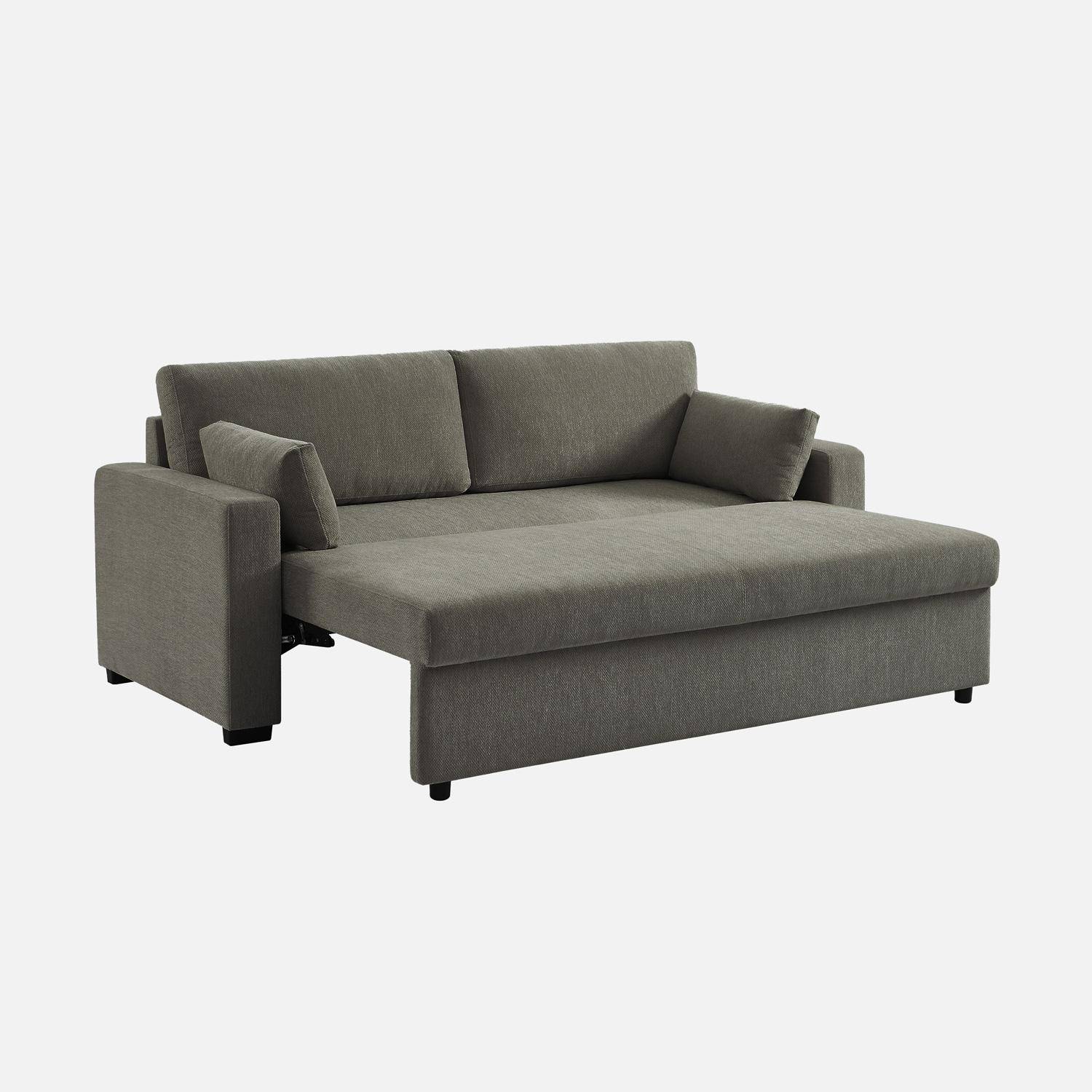 Divano letto 3 posti tessuto ciniglia, Easy, Grigio scuro, 211x90x86 cm Photo4
